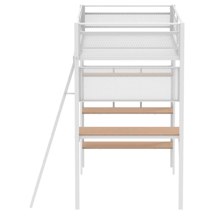 Campus - 3-Shelf Metal Twin Workstation Loft Bed