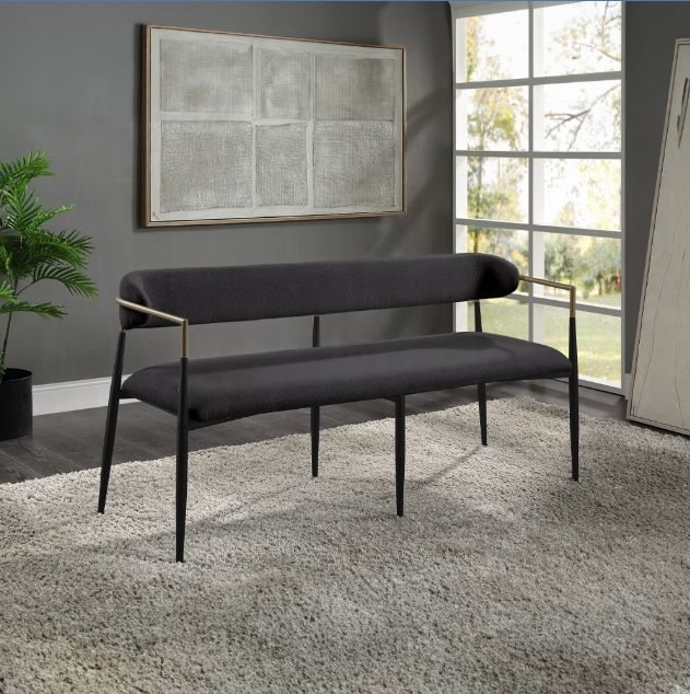 Jaramillo - Chenille Bench - Black - Best Buy Furniture