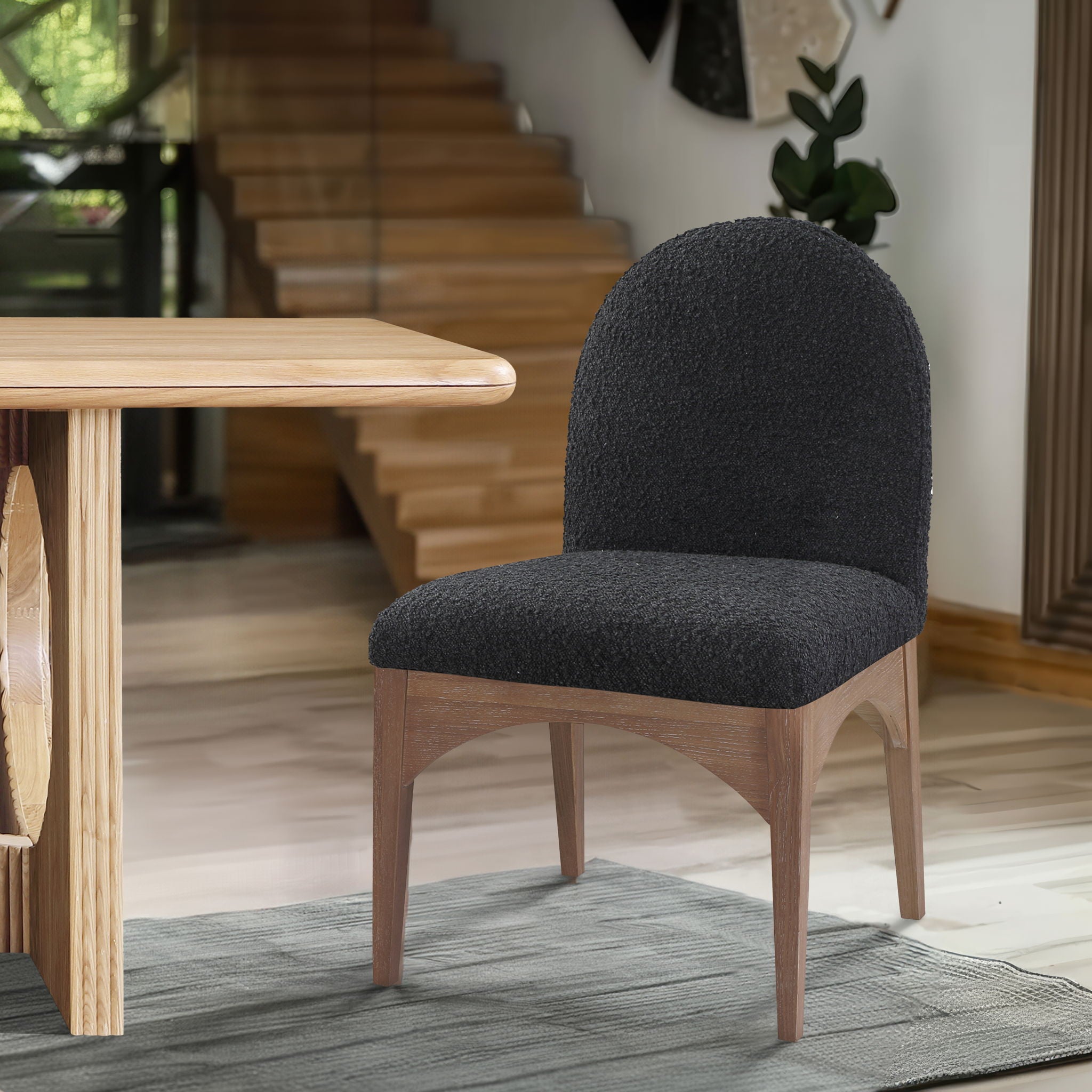 Waldorf - Boucle Dining Side Chair With Natural Legs