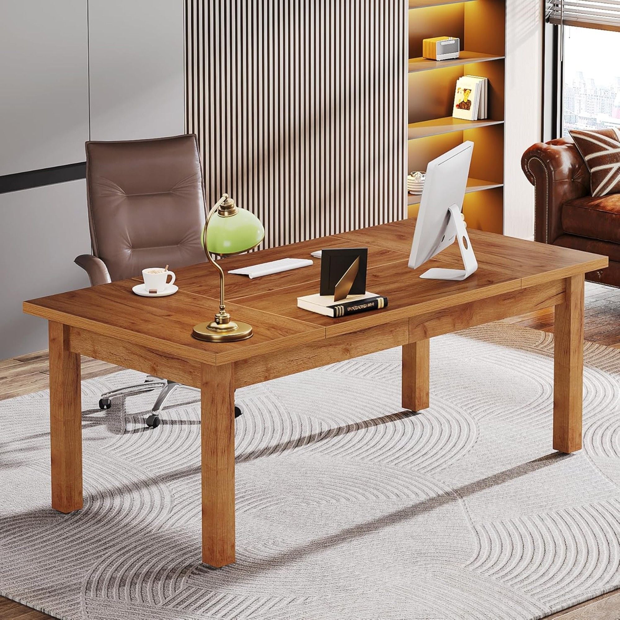 Executive Desk With Legs - Natural / Light Brown