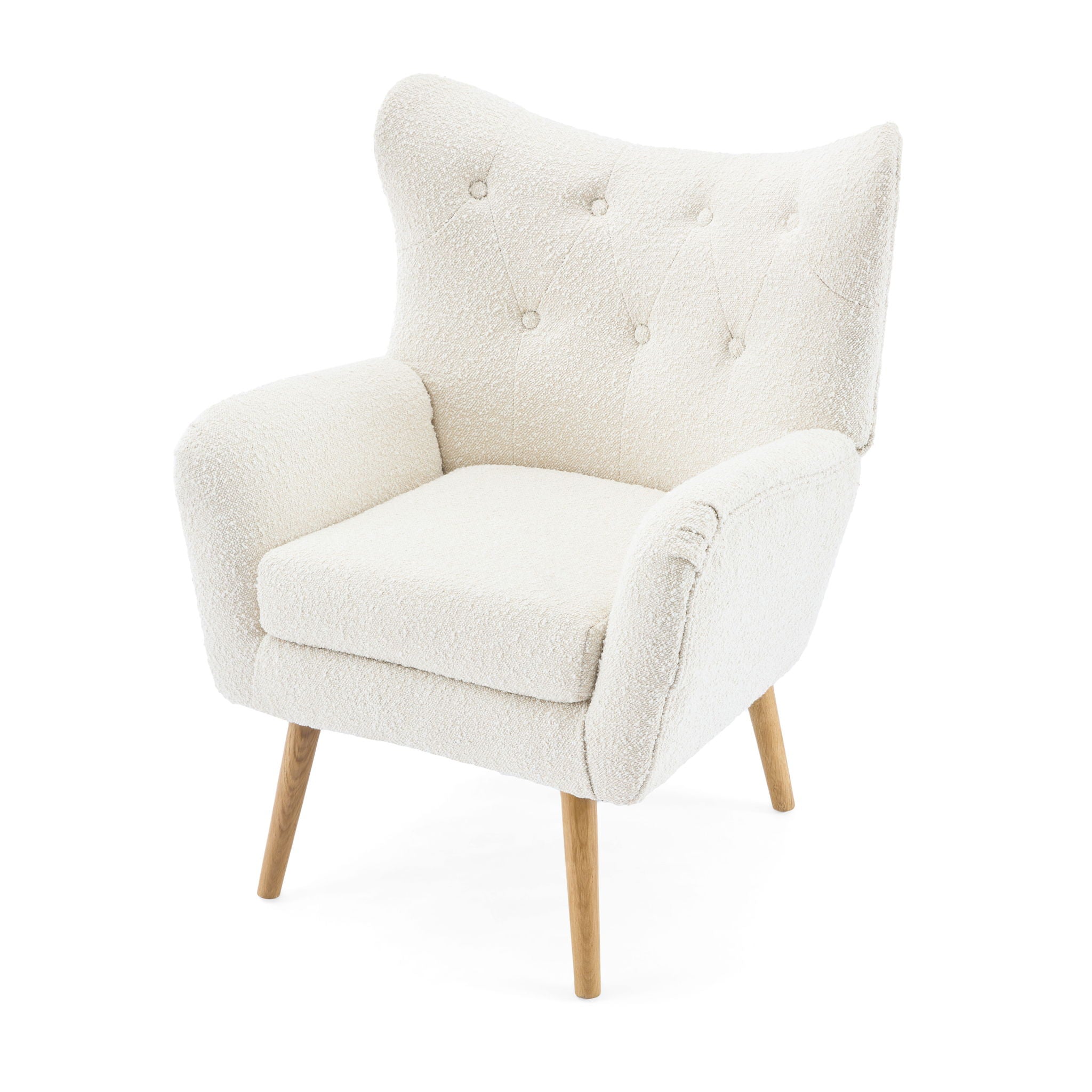 Mid - Century Modern Arm Chair With Wingback Design Wood Legs