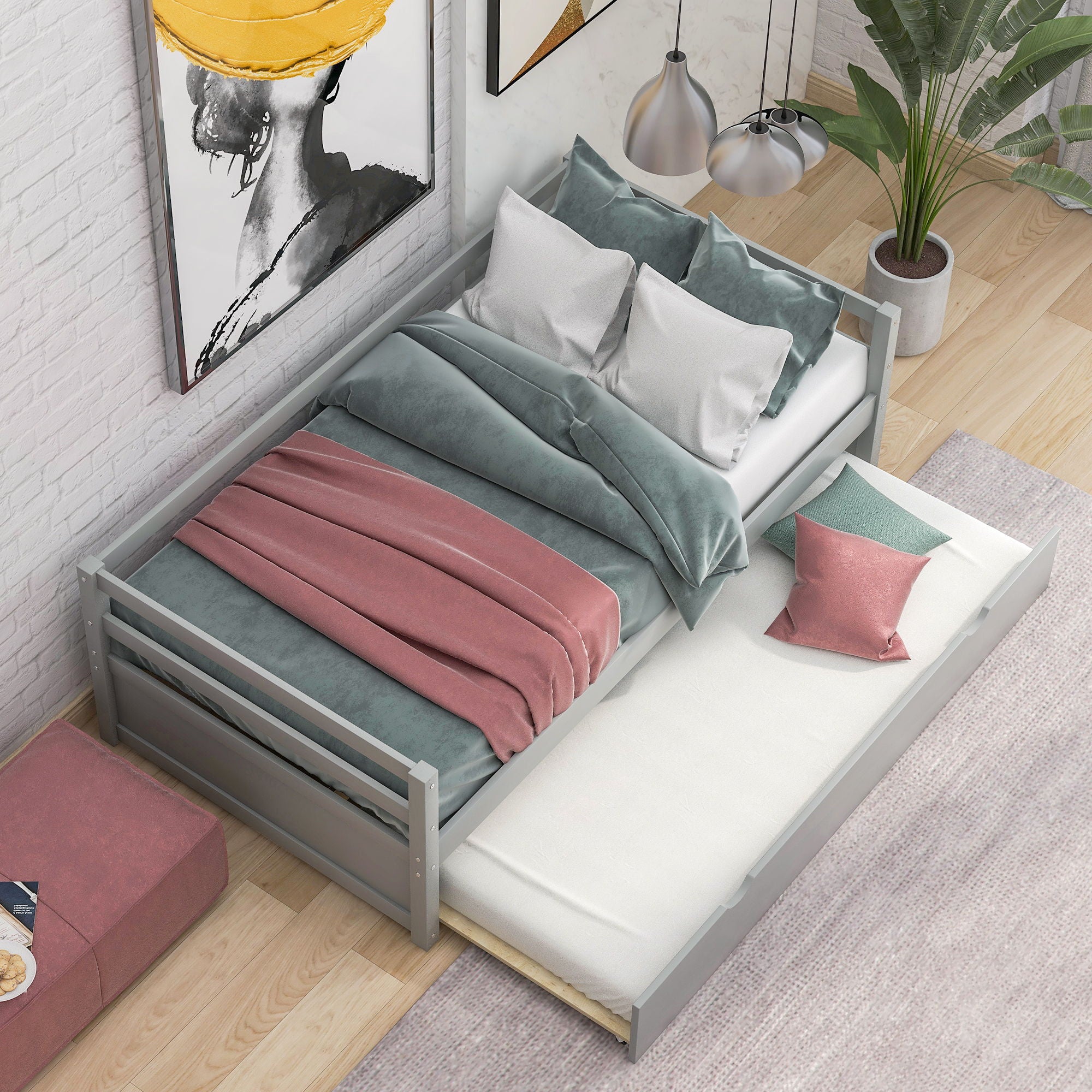 Twin Daybed With Trundle Frame Set