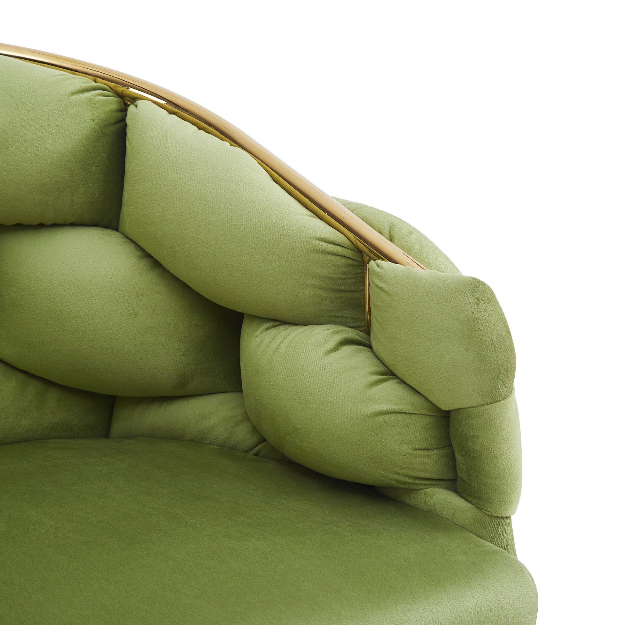 Luxury Handmade Accent Chair (Set of 2) With Gold Legs, Modern Green Velvet Armchair For Living Room And Bedroom - Green
