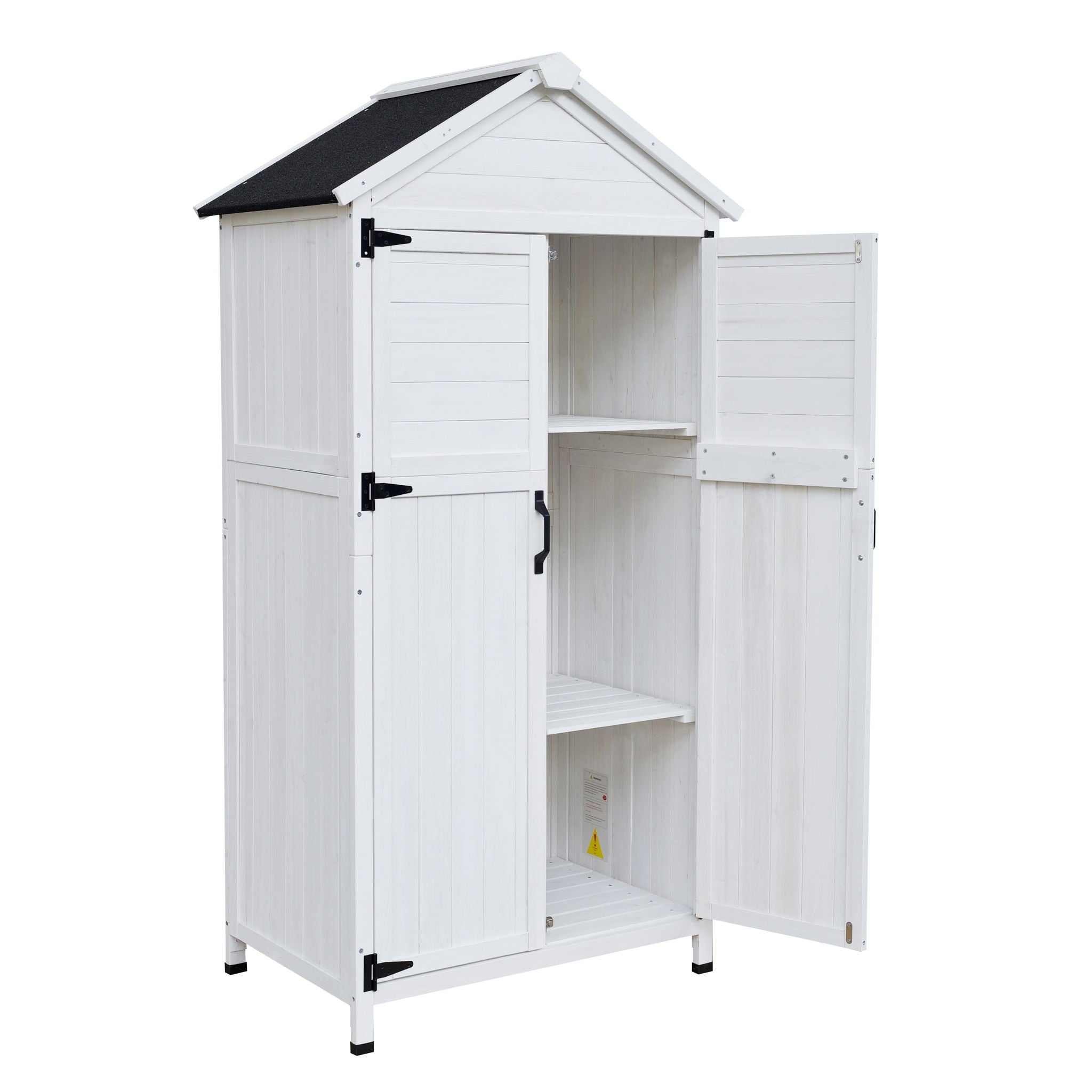 Storage Shed With Double Doors For Outdoor Garden Tool Organization - White