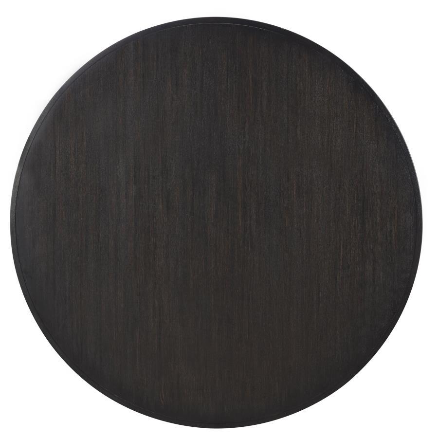 Leandro - 7 Piece Round Dining Table Set - Cream / Burnished Black