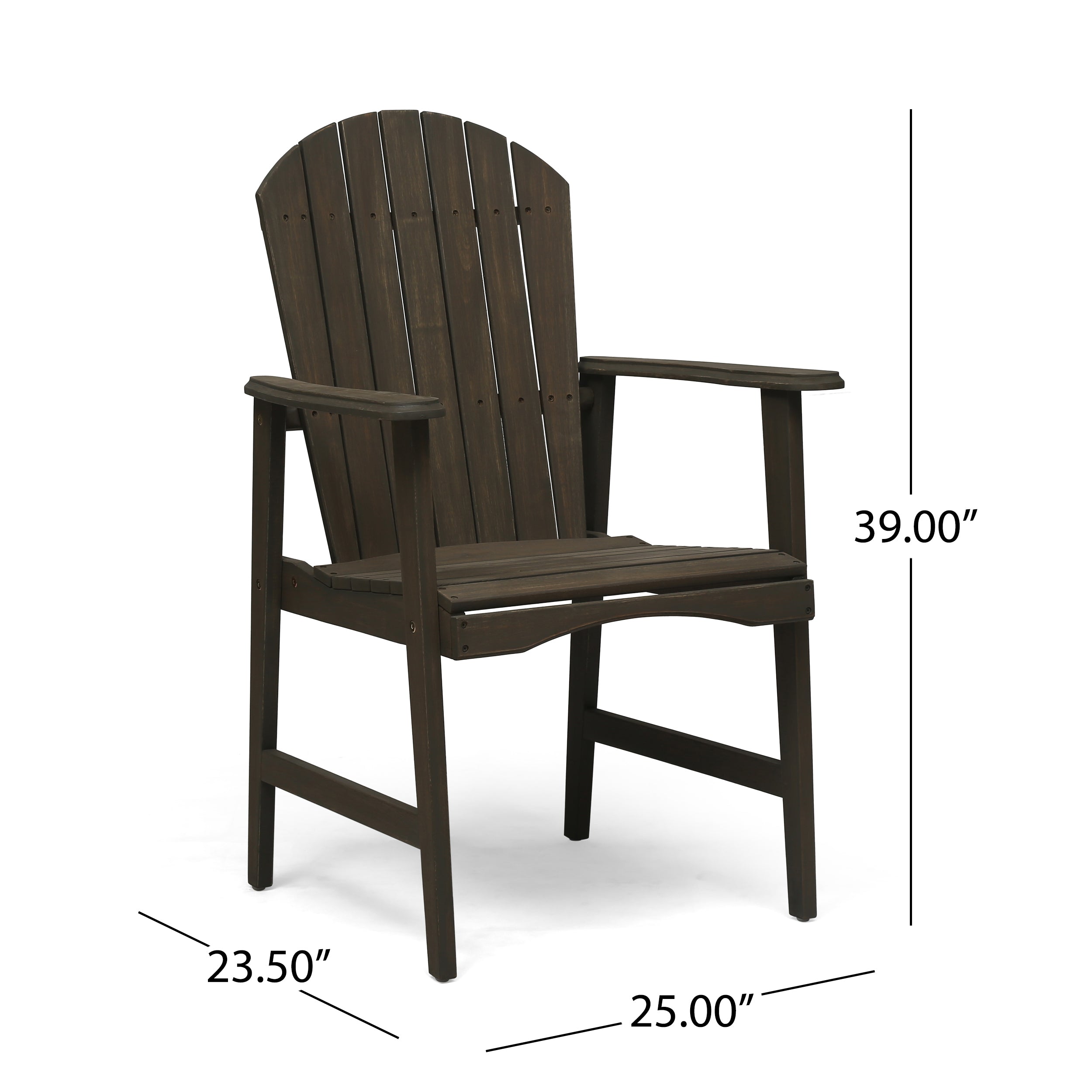 Adirondack Dining Chairs in Weathered Grey Acacia- Set of 2