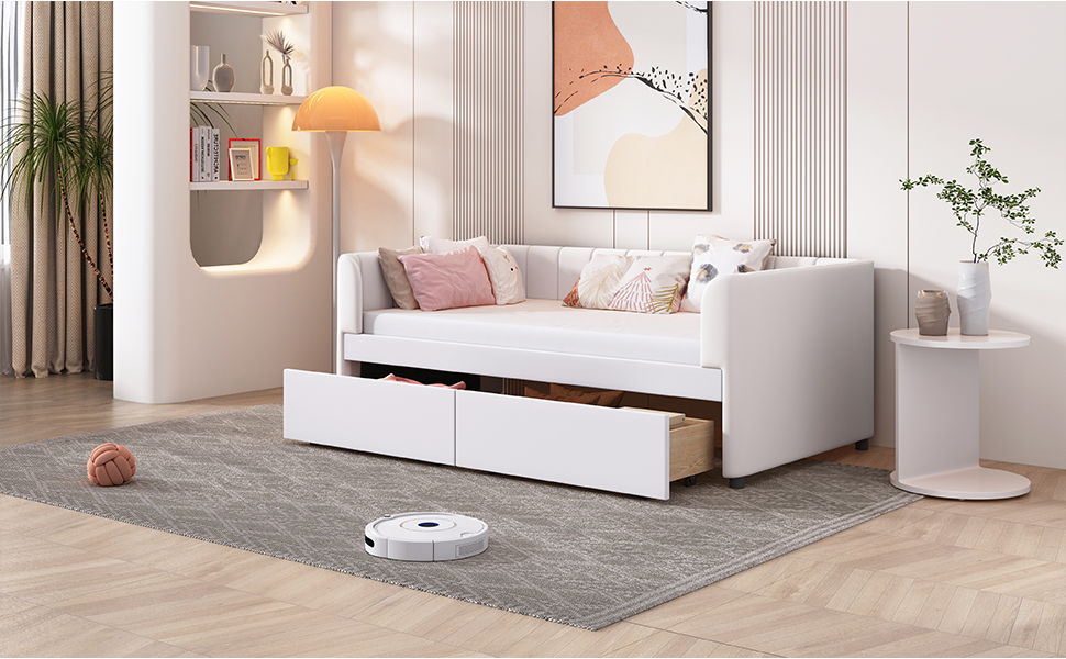 Upholstered Daybed With Ergonomic Design Backrest