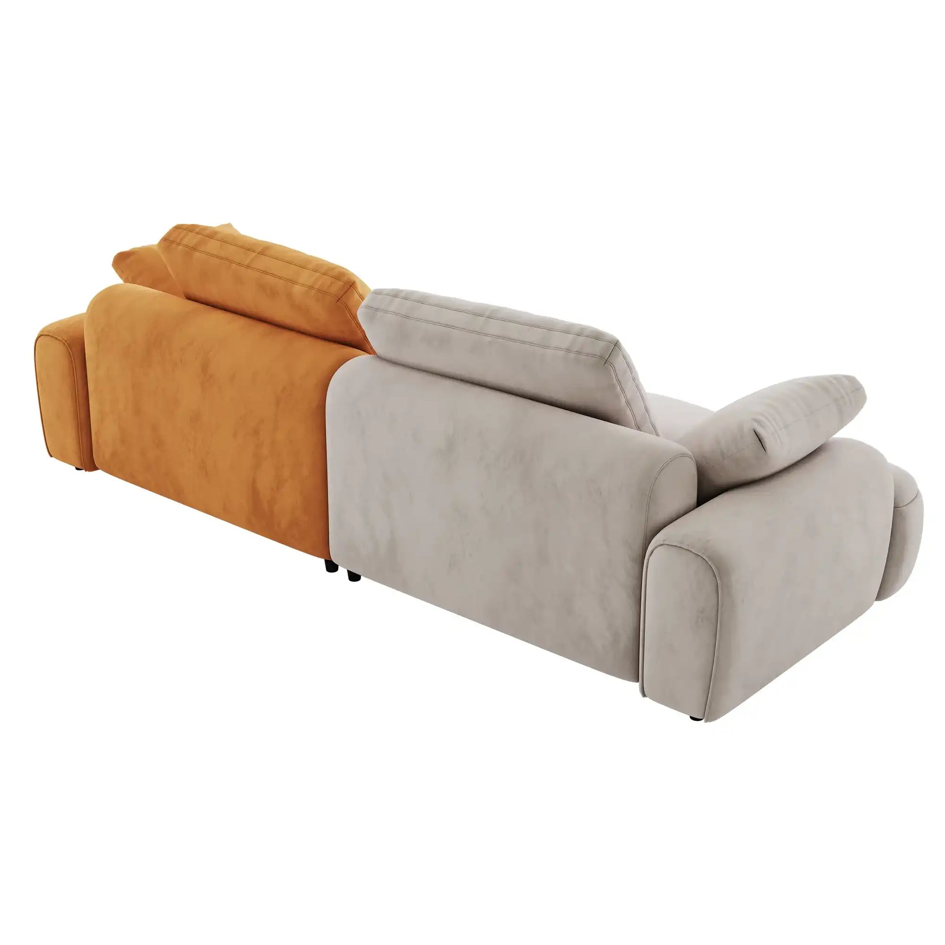 86.6″ Large size two Seat Sofa,Modern Upholstered,Gray paired with yellow suede fabric Increase in sitting height - Best Buy Furniture