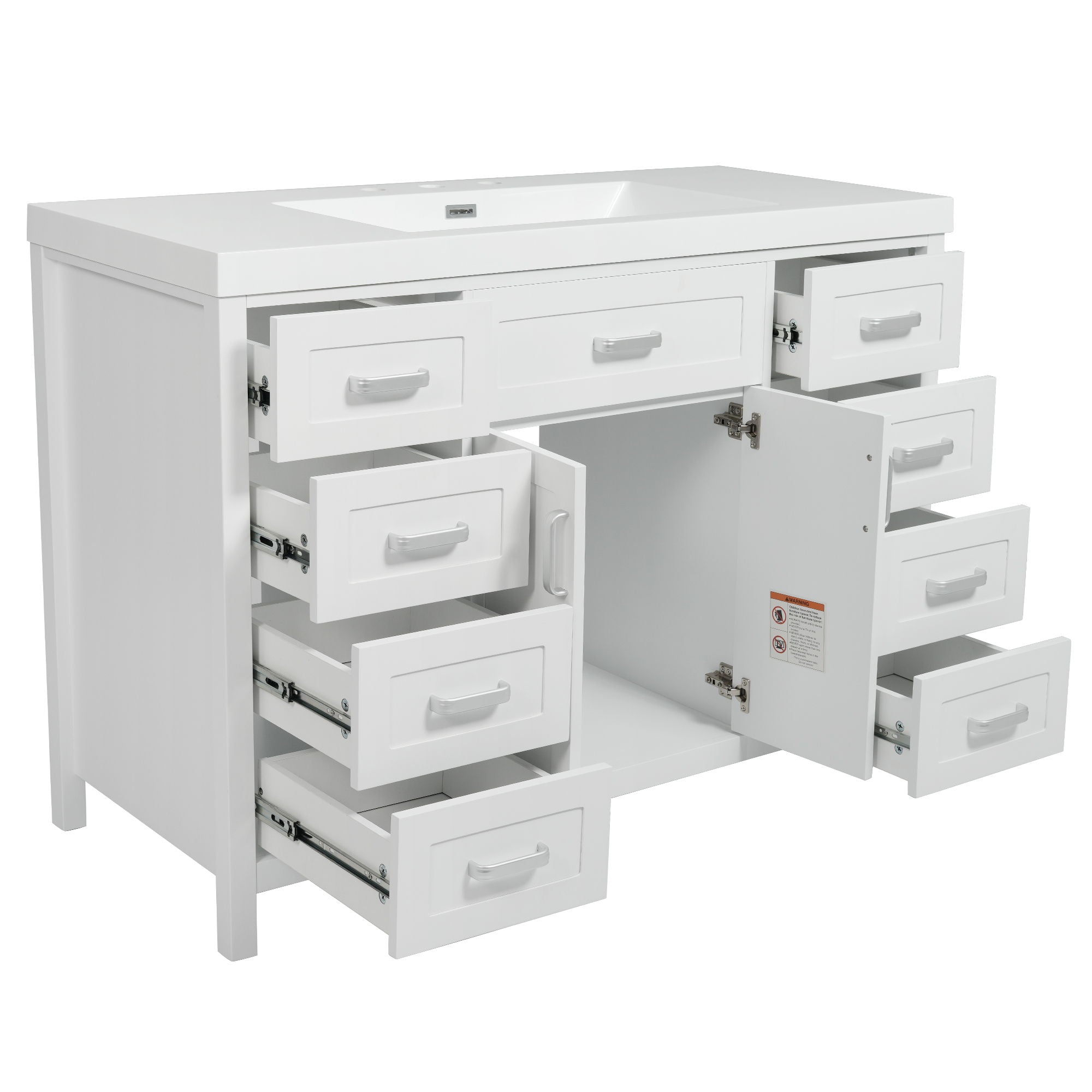 Bathroom Vanity With Sink, 2 Doors 8 Drawers, Soft Close System, Classic Design