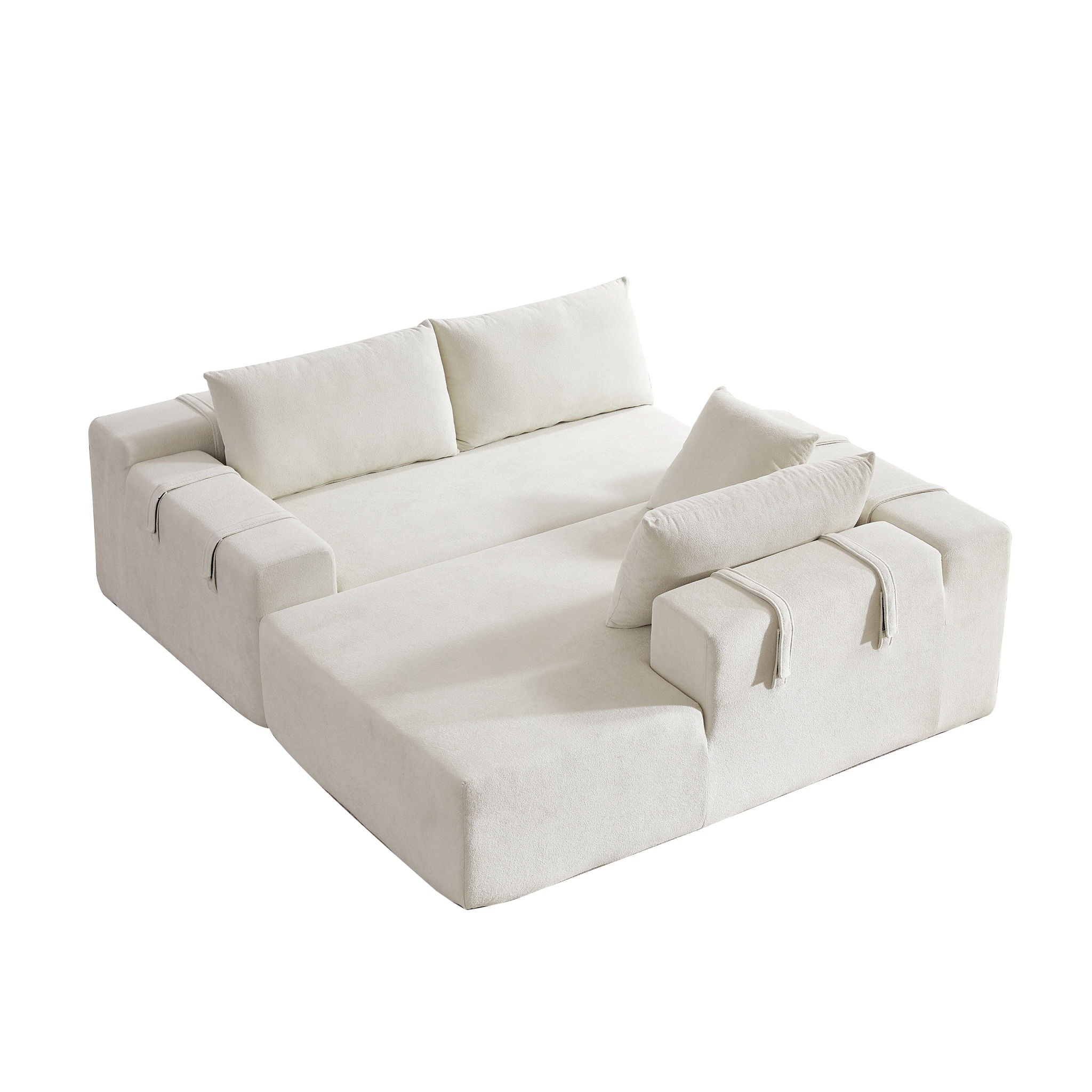 Modern Chenille Upholstered Sectional Sofa Couch Set With 6 Pillows,Free Combination