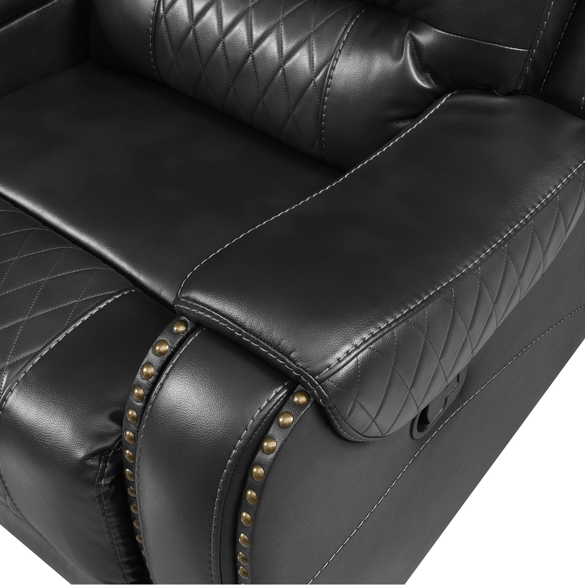 Manual Reclining Sectional Sofa Set, L Shaped Symmetrical Motion Sofa Corner Couch Sets With Storage Boxes, 4 Cup Holders And LED Light Strip For Living Room