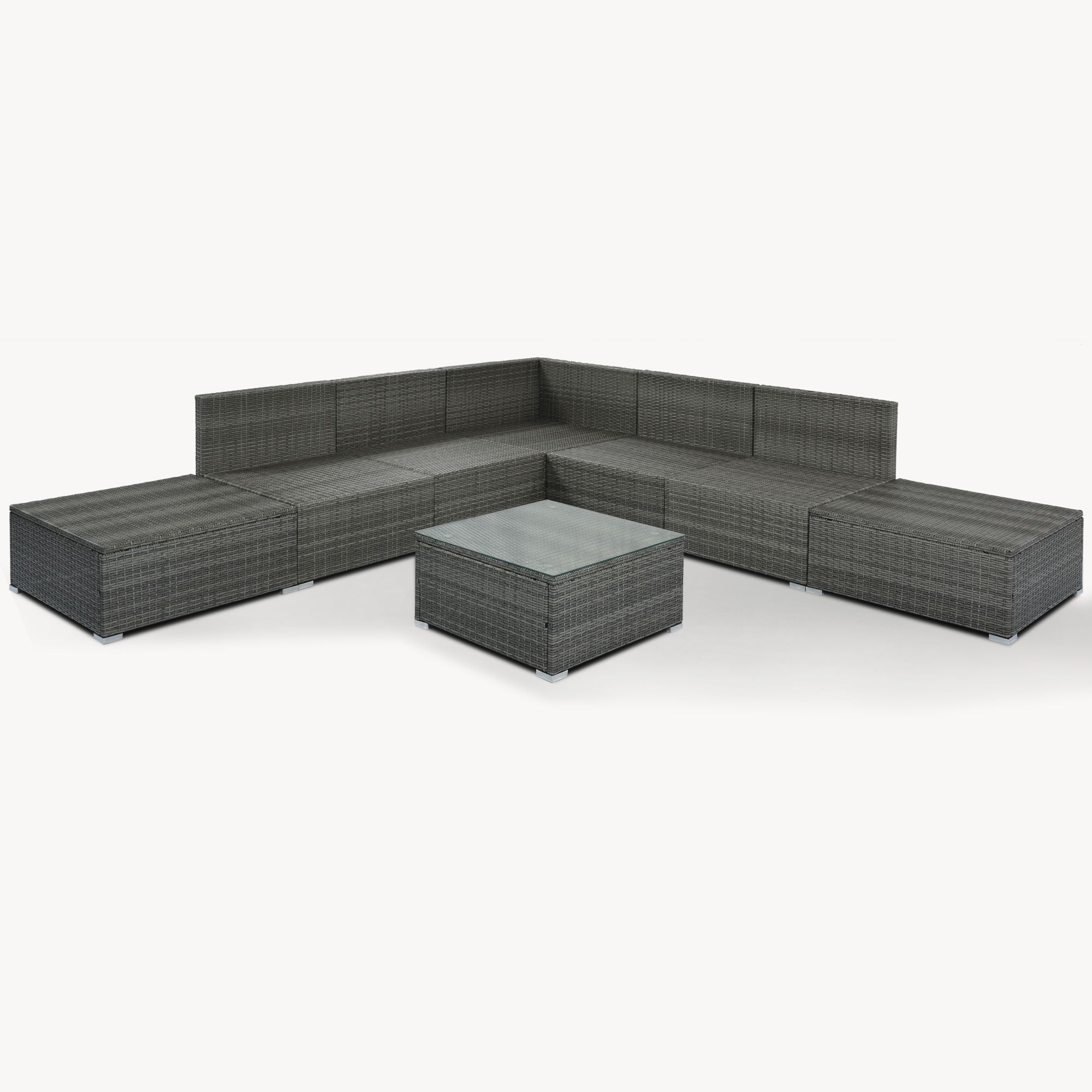 8 Pieces Outdoor Patio Furniture Conversation Wicker Sofa Set
