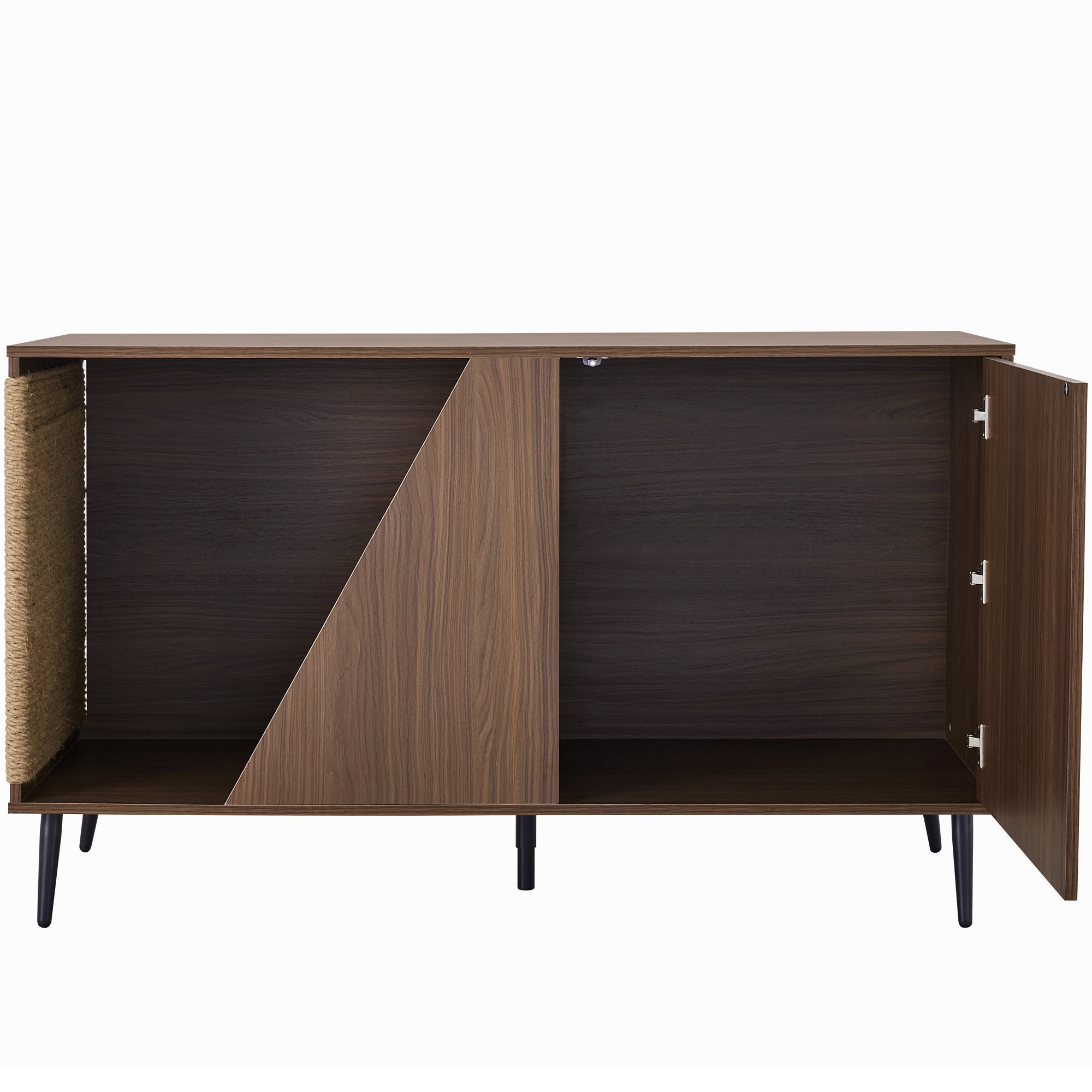 Cat Furniture 2 IN 1 Modern Walnut Cabinet Side Table With Spring-Loaded Door