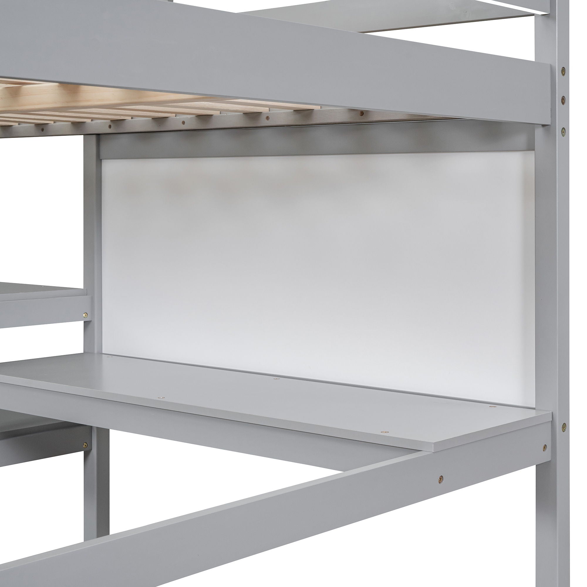 Loft Bed With Shelves, Desk And Writing Board