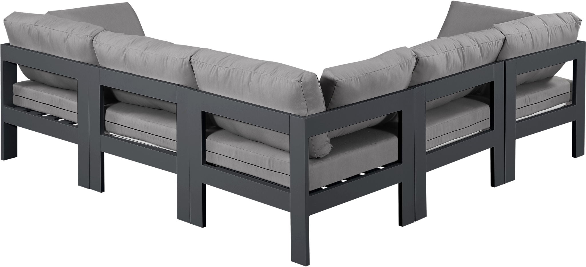 Nizuc - Outdoor Patio 5 Piece Modular Sectional With Gray Frame