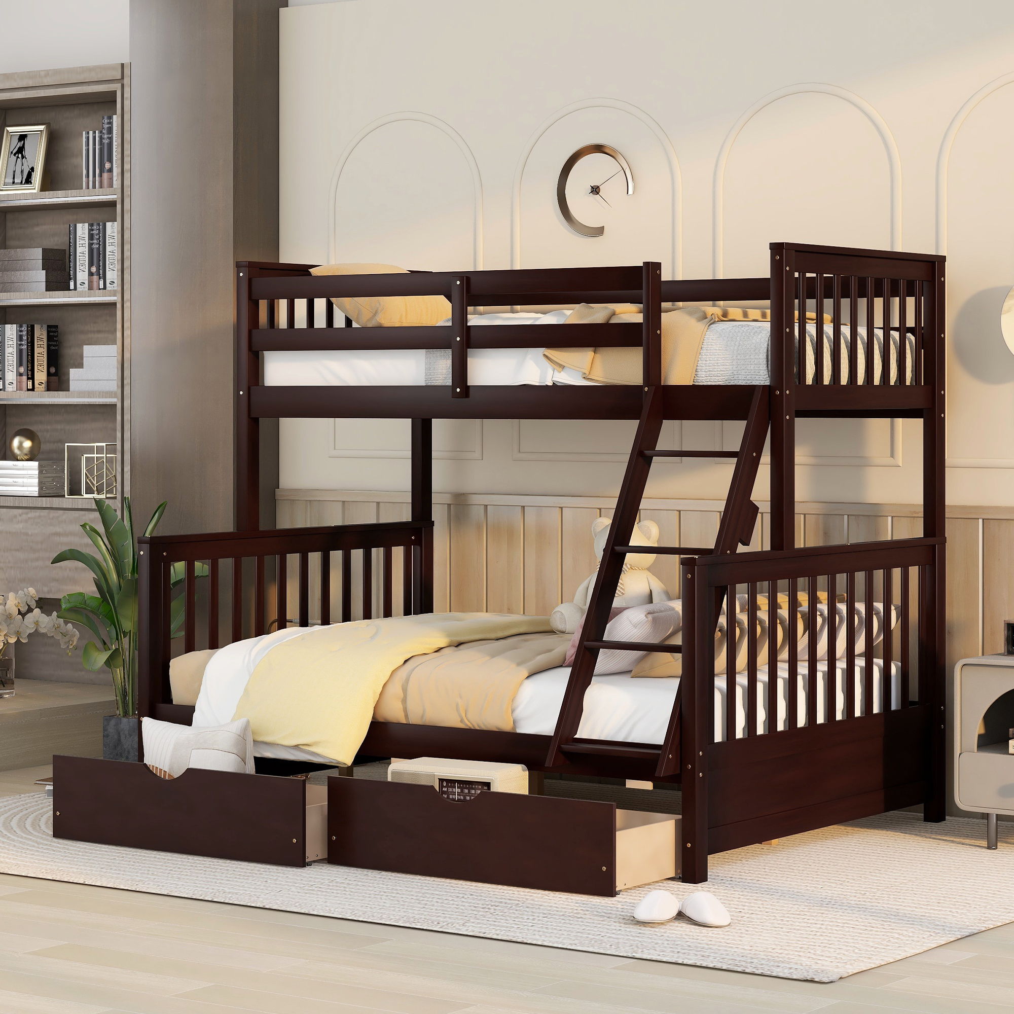 Bunk Bed With Ladders And 2 Storage Drawers