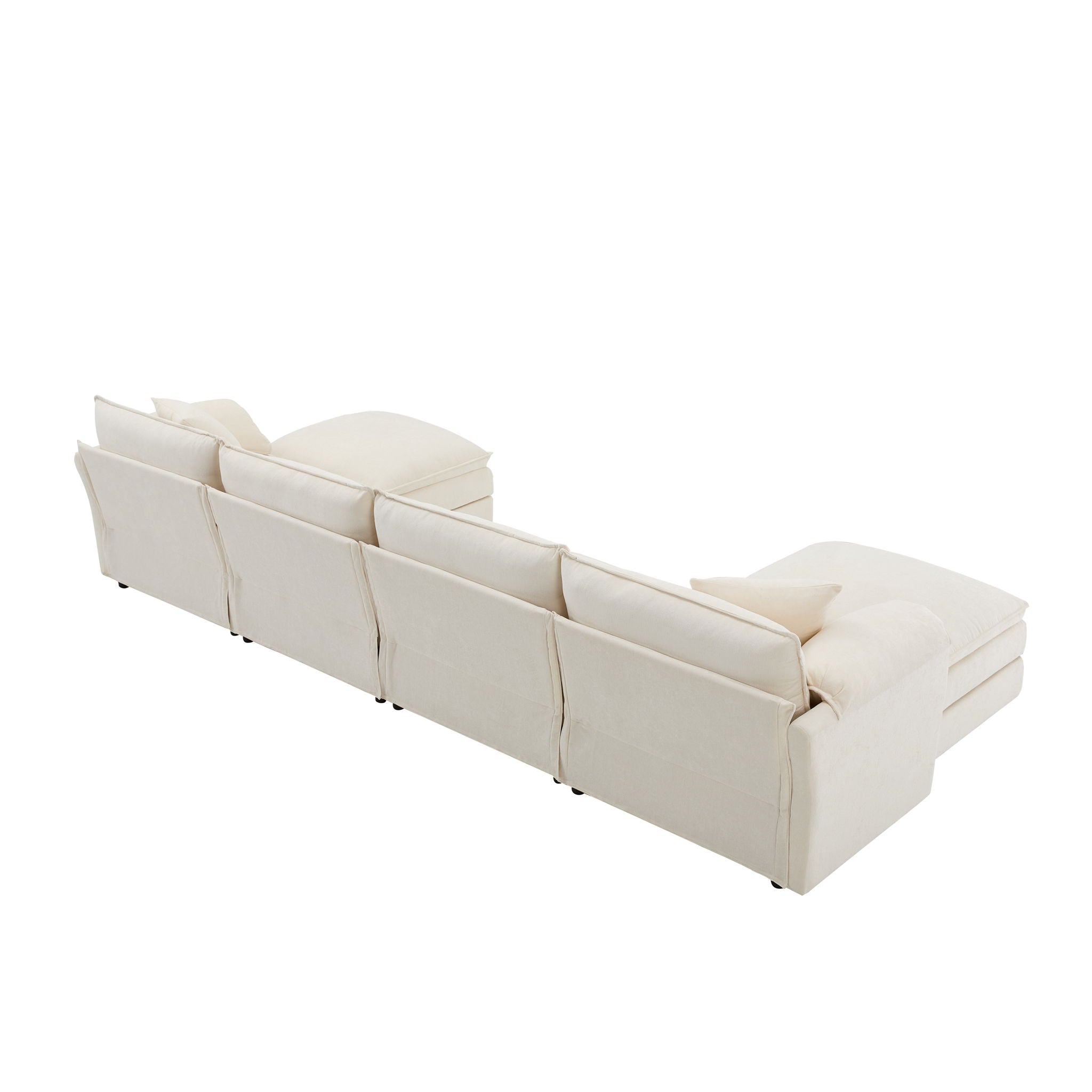 Modular Sectional With Deep And Wide Seat, Cloud Couch Set With Double Cushions Sofa With Movable Ottoman