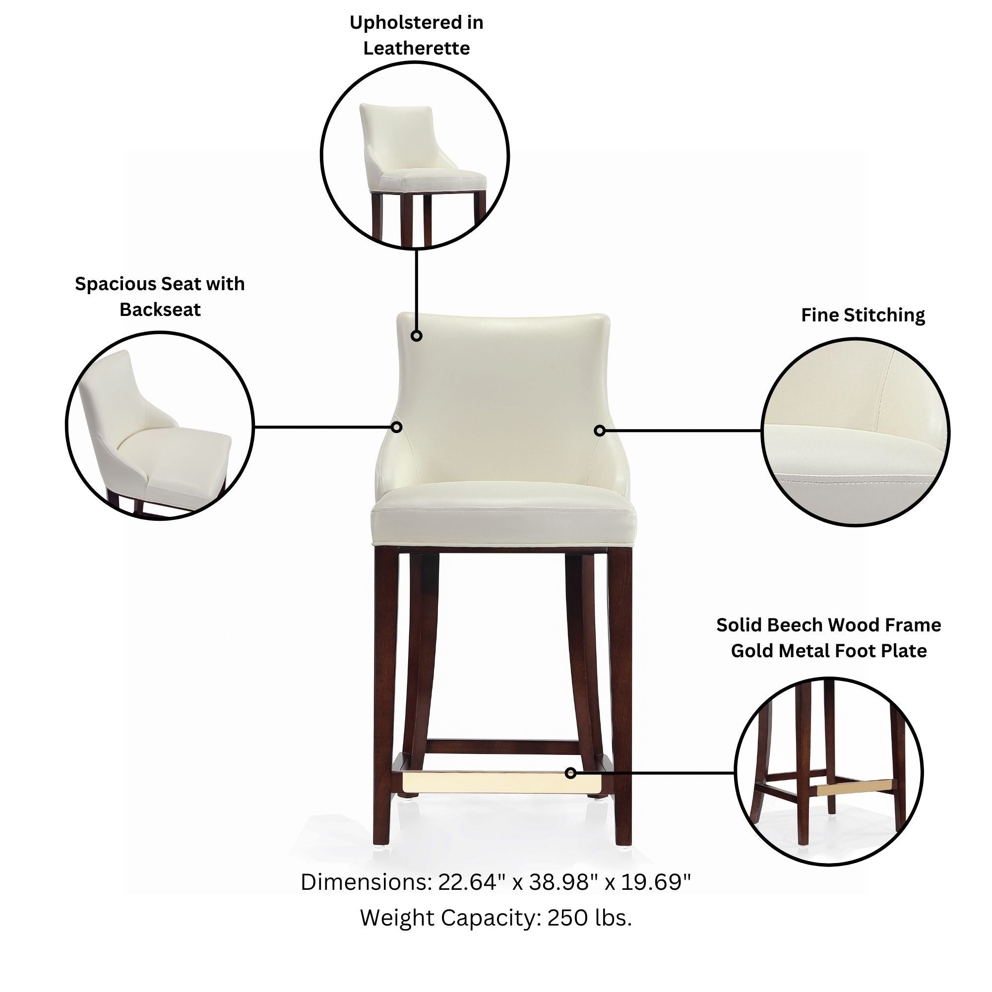 Shubert - Counter Stool - Ivory
