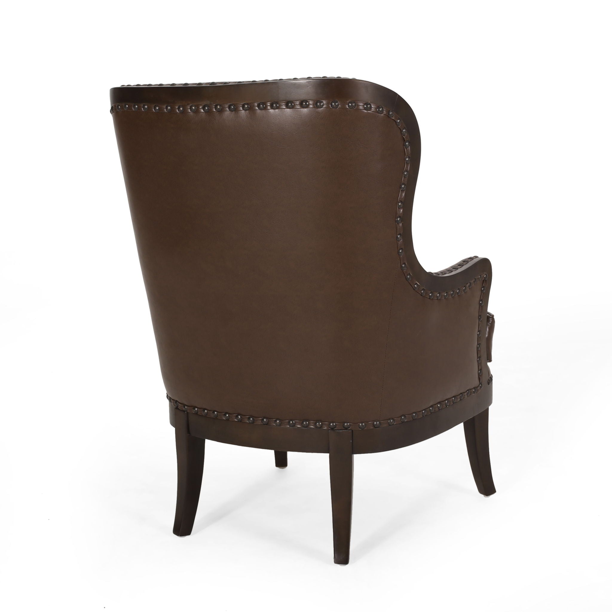Accent Chair With Nailhead Trim And Birch Wood Legs - Dark Brown