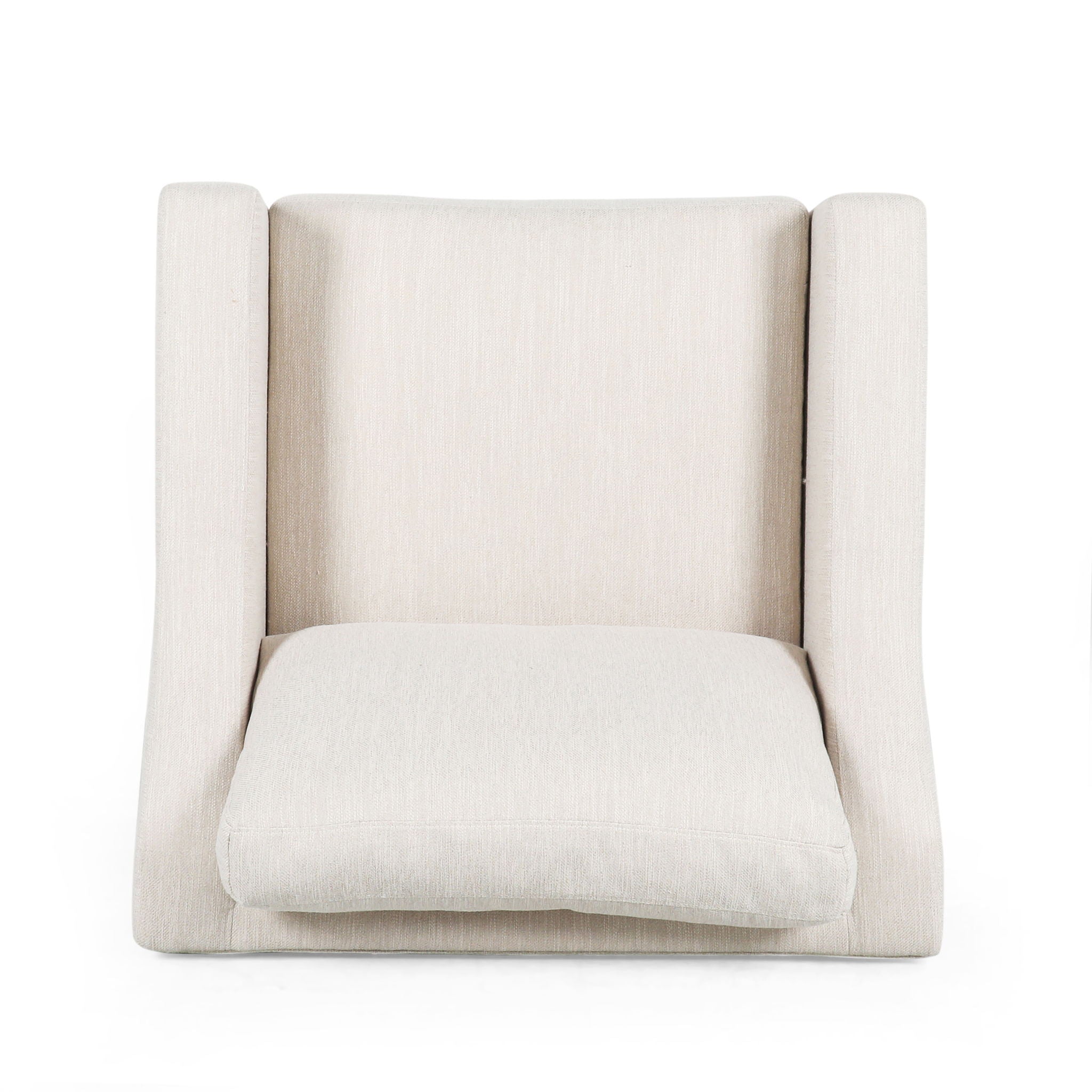 Nightowl - Upholstered Club Chair With Sloped Arms And Wood Legs - Beige