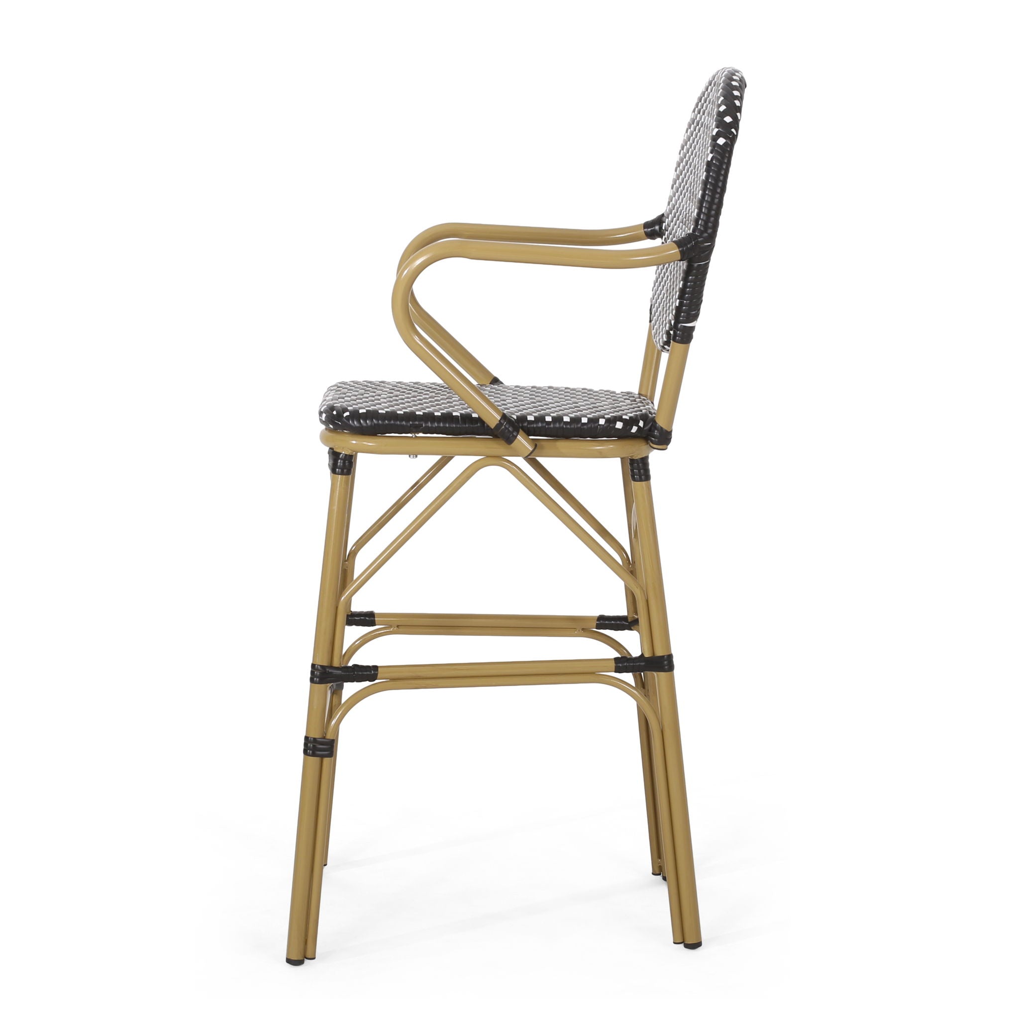 Outdoor Wicker And Aluminum French Barstools (Set of 2)