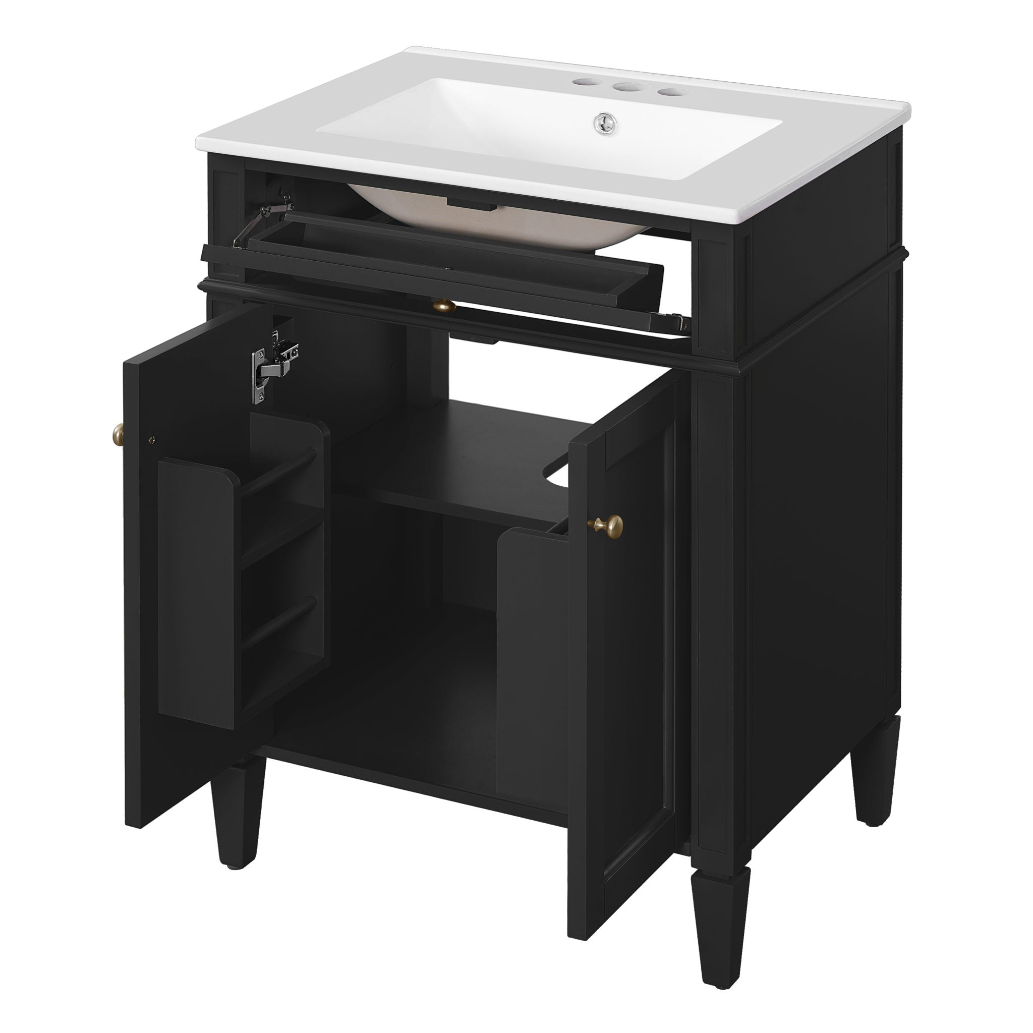 Bathroom Vanity With 2 Doors And Tip Out Drawer, Soft Closing Hinges