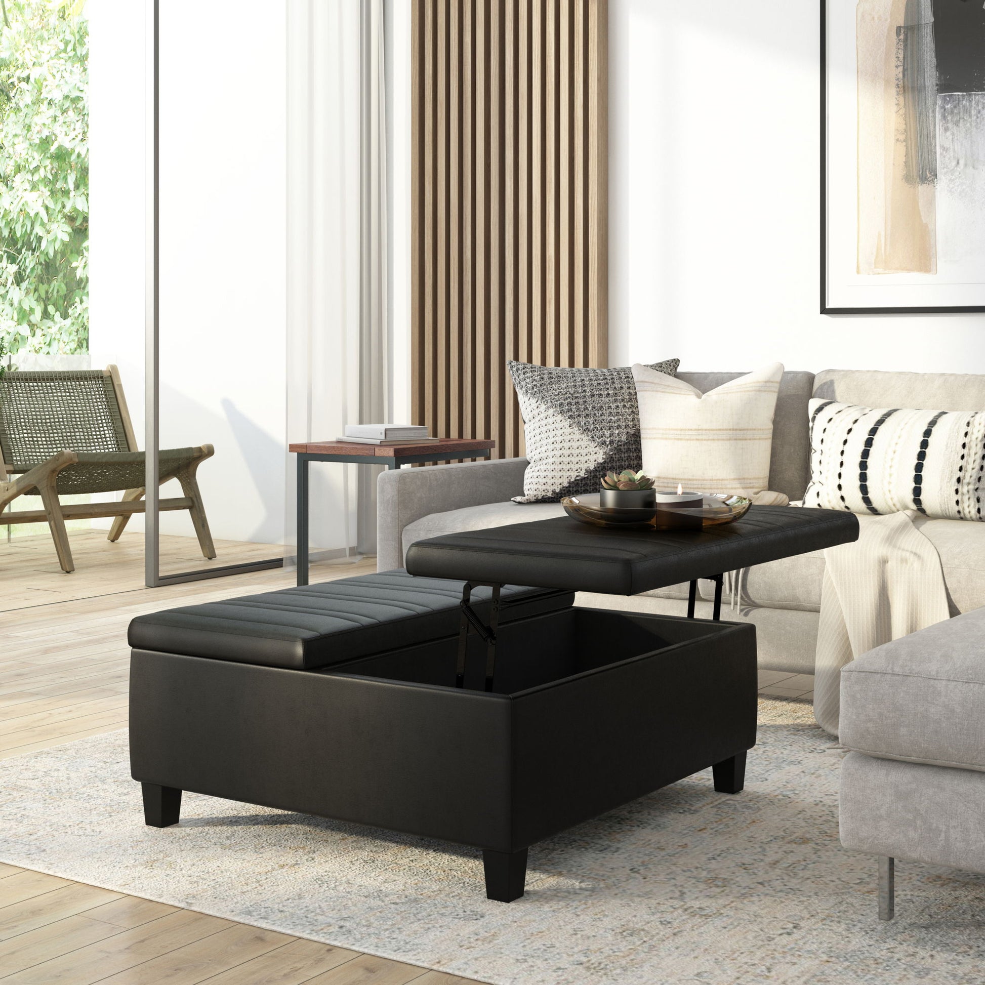Ellis - Coffee Table Storage Ottoman Contemporary Design - Best Buy Furniture