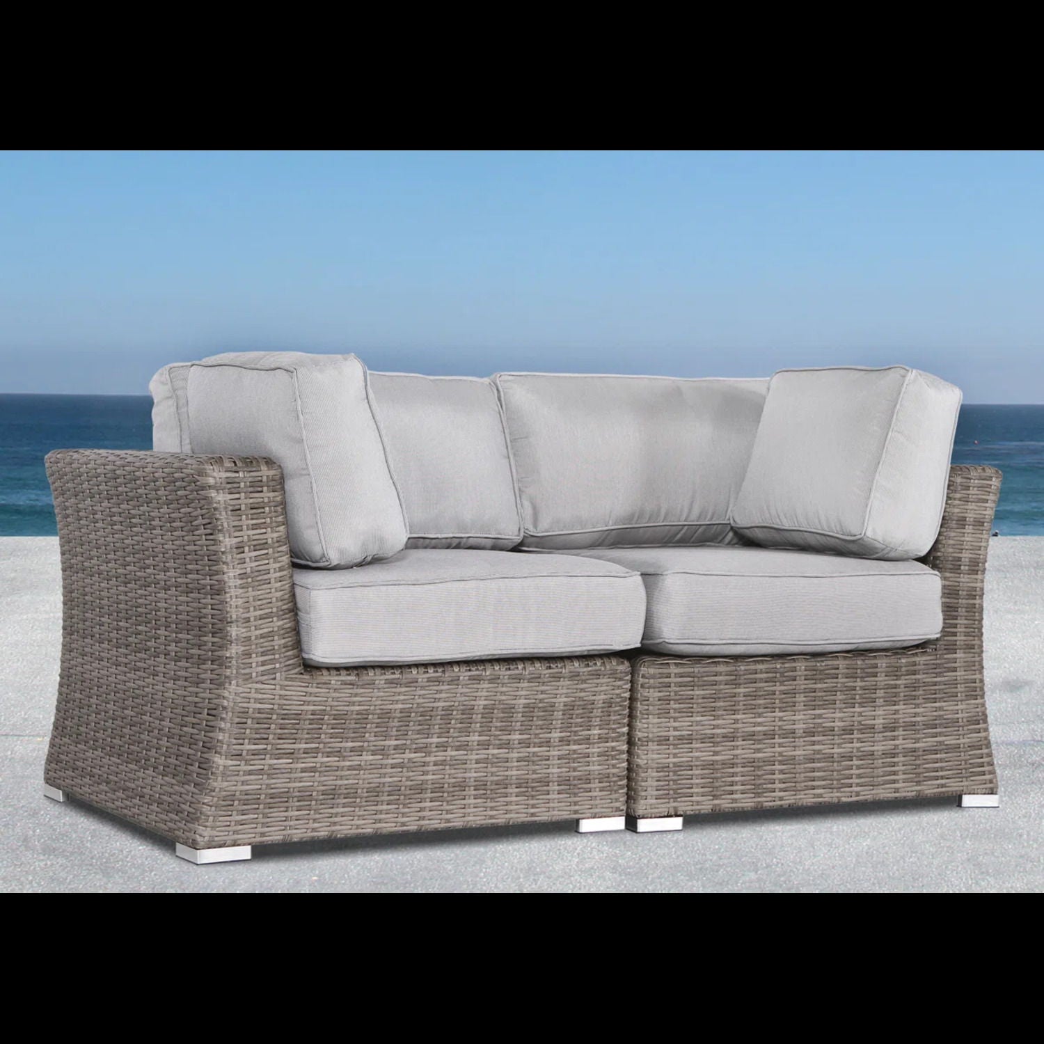 Elegant Wide Outdoor Wicker Loveseat With Plush Cushions Perfect For Cozy Gatherings - Gray / Gray Mix
