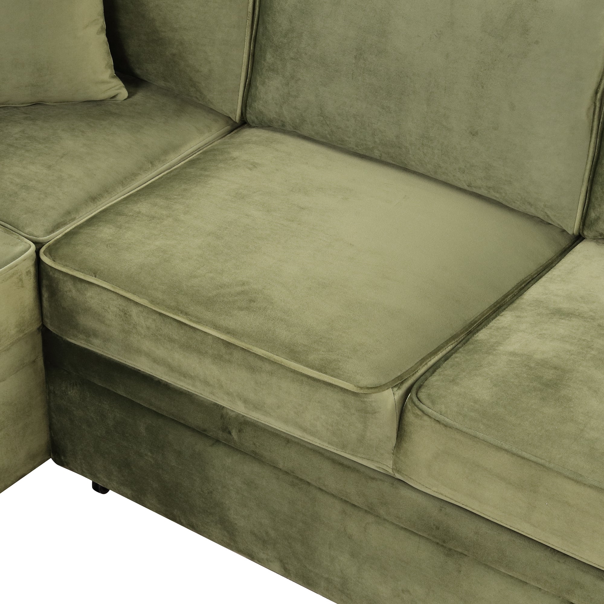 Virginia Green Velvet Convertible Sleeper Sofa with Hidden Storage Ottoman