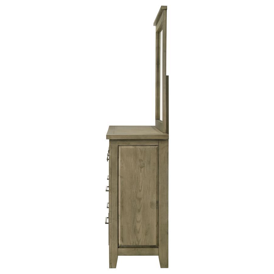Hazlewood - 6-Drawer Bedroom Dresser With Mirror - Vineyard Oak