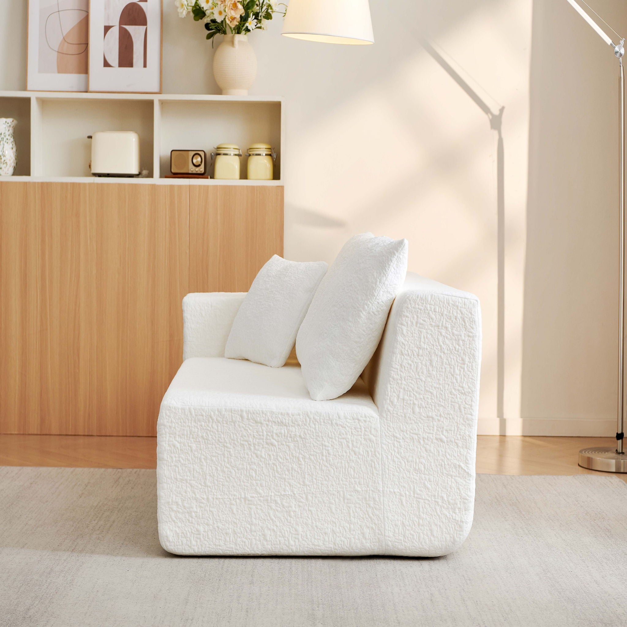Cloud Sectional Couch With L Shape Chaise, Deep Seat - White