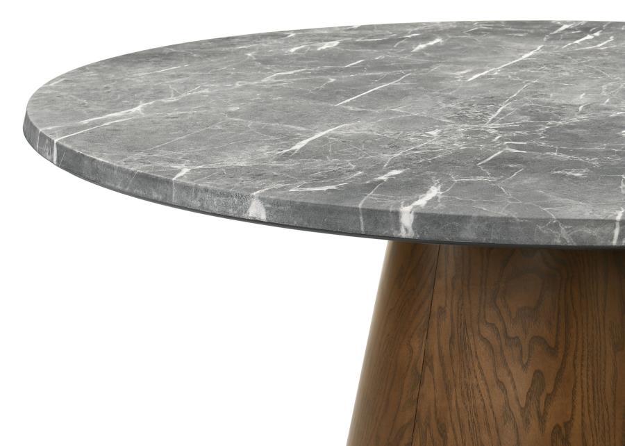 Franklin - 5 Piece Round Dining Table Set - Gray And Dark Oak