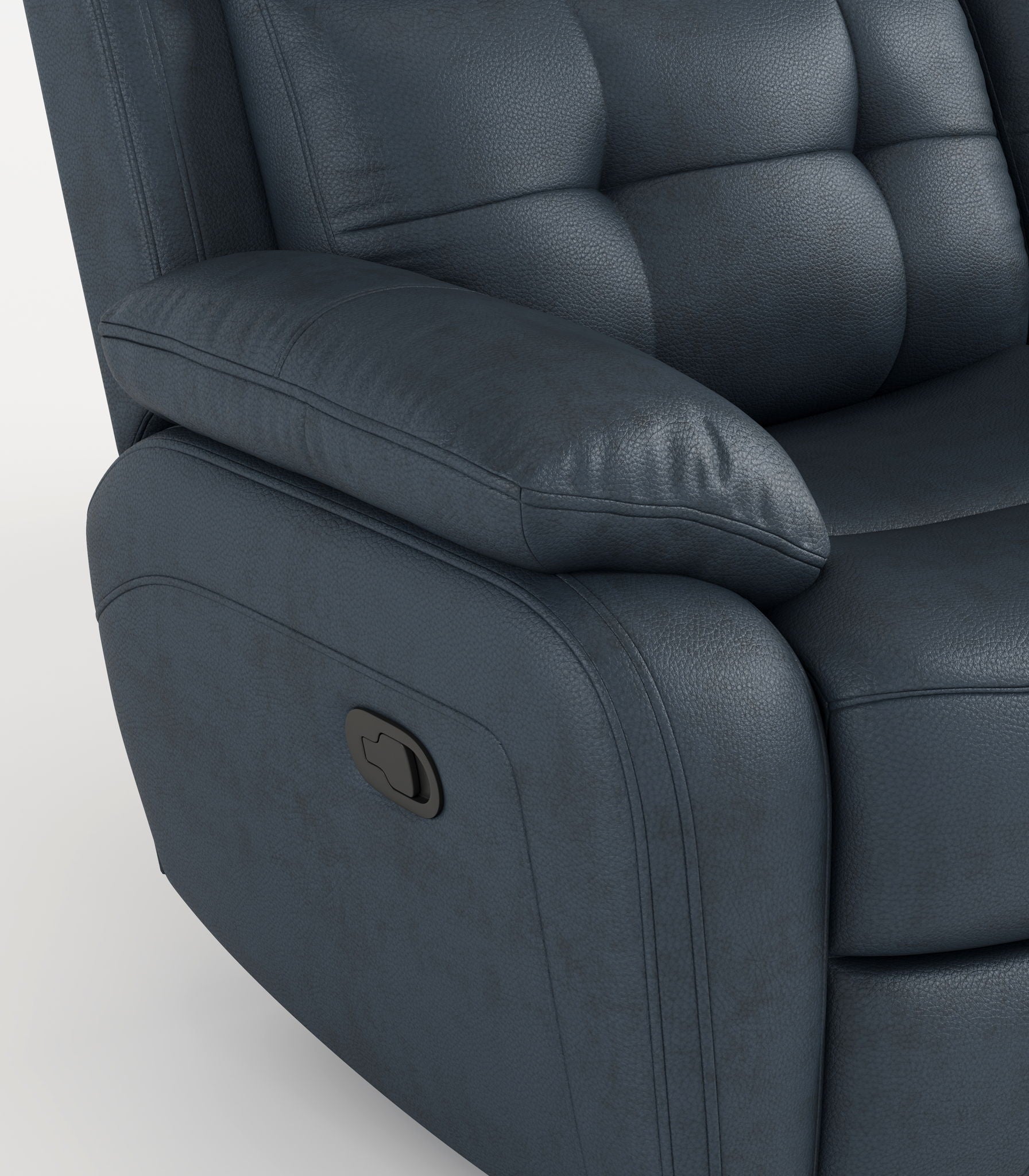 Genuine Leather Non Power Reclining Sofa With Drop Down Table, Stainless Steel Cupholders And Magazine Bag