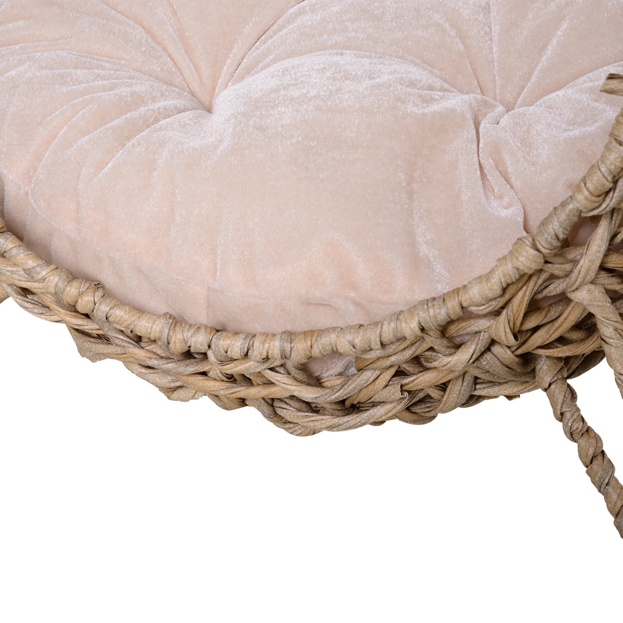 20.5' Weaved Banana Leaf Cat Bed with Cushion Beige