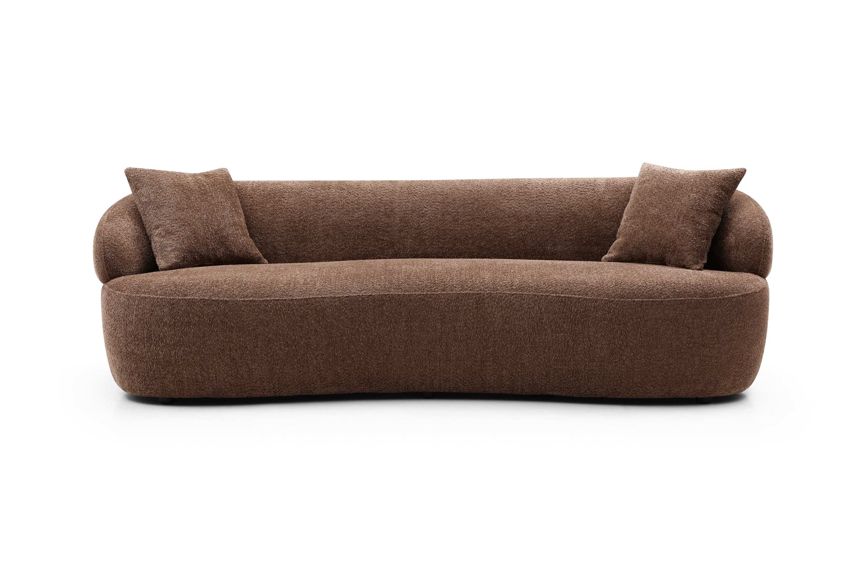 Mid-Century Modern Curved 3-Seat Boucle Sofa for Living Room