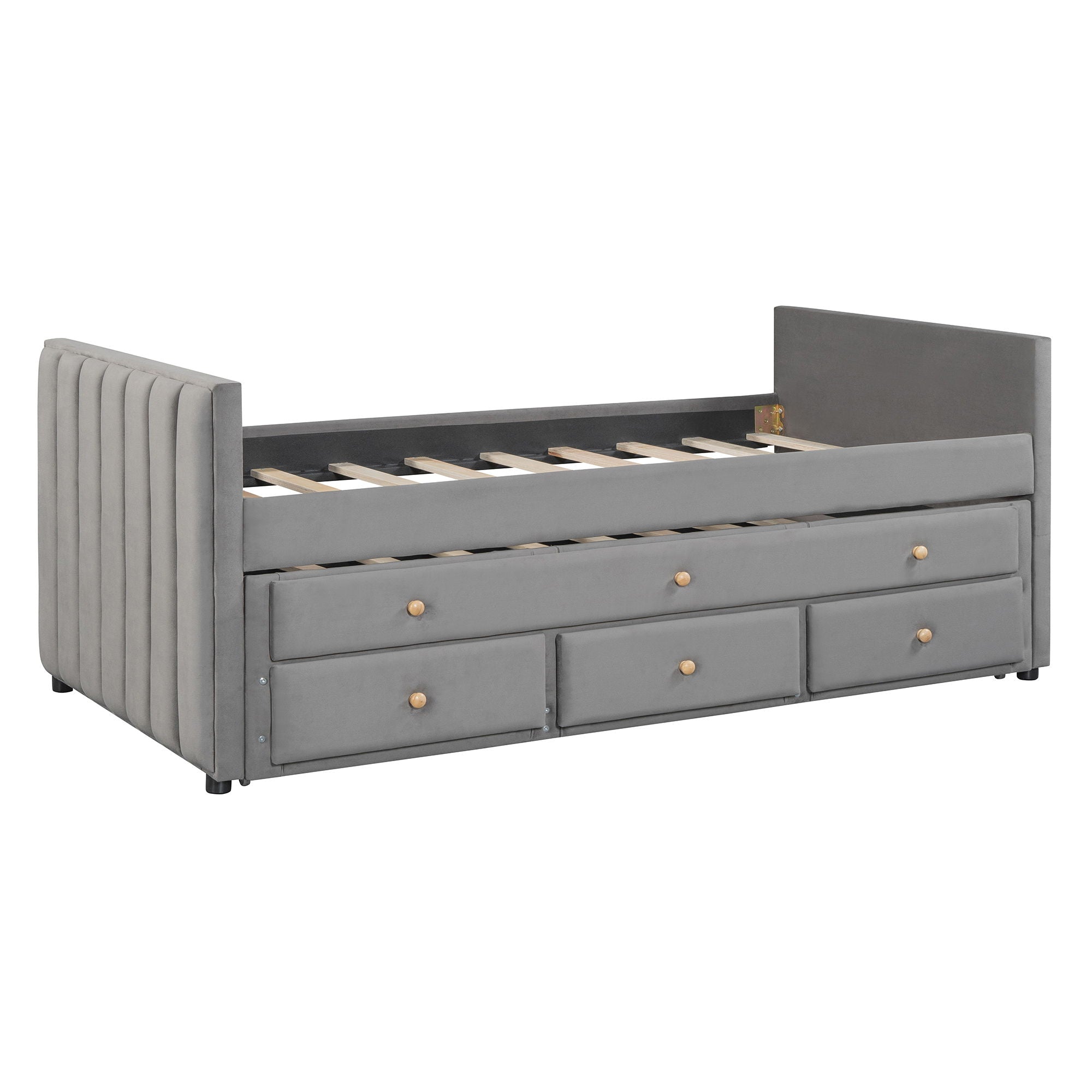 Upholstered Daybed With Trundle And Drawers