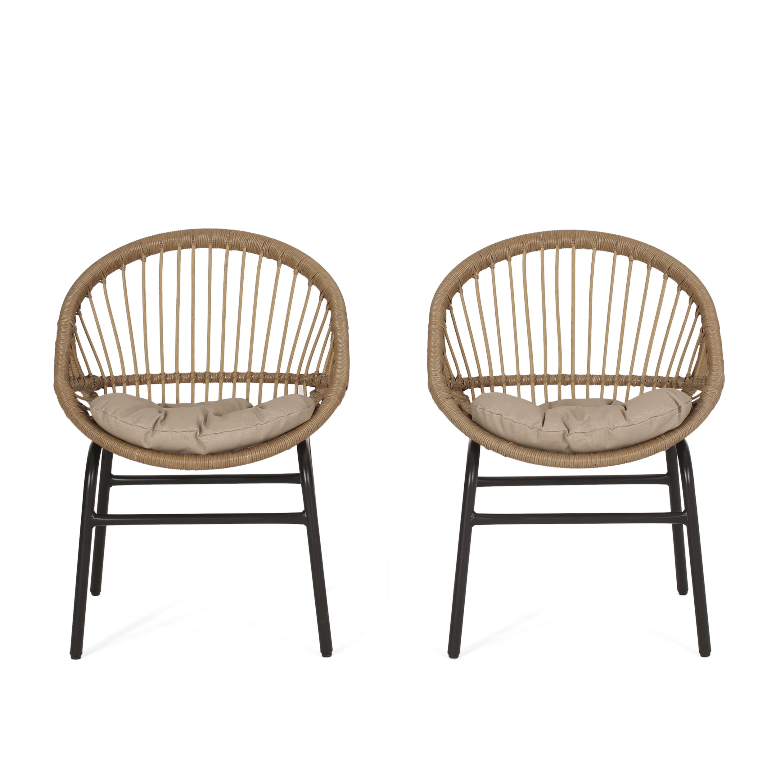 Outdoor Accent Chair with Curved Back and Basket Frame Set of 2