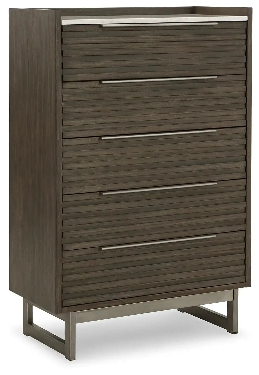 Arkenton - Five Drawer Chest - Grayish Brown / White - Best Buy Furniture