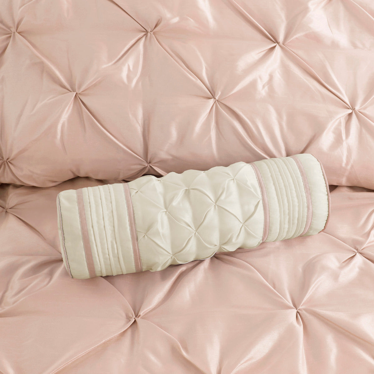 7 Piece Tufted Comforter Set Blush Queen