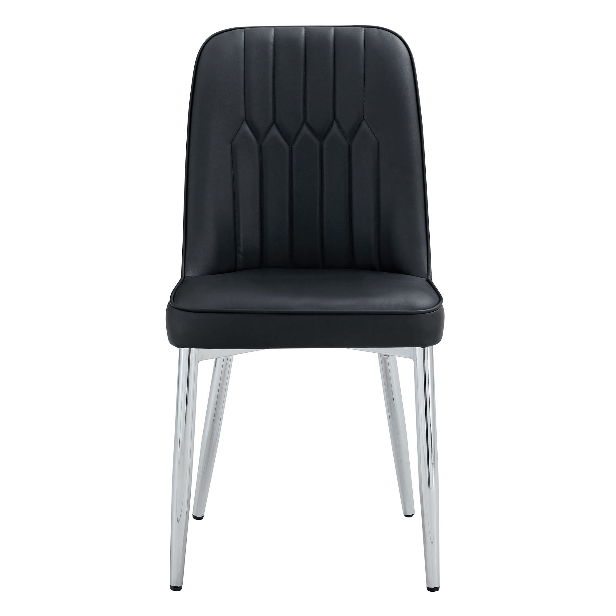 Modern Dining Chairs (Set of 4) With Backrest And Silver Metal Legs For Home And Office - Black