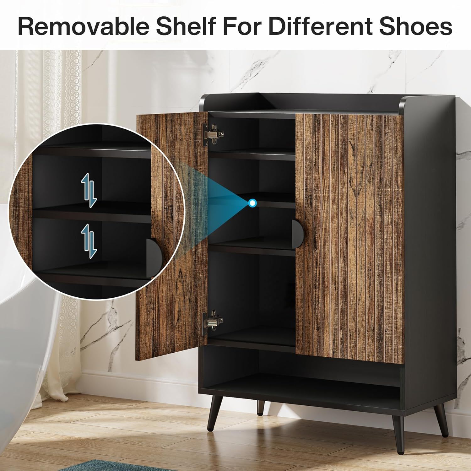 Shoe Cabinet With Doors, 7 Tier Storage Organizer