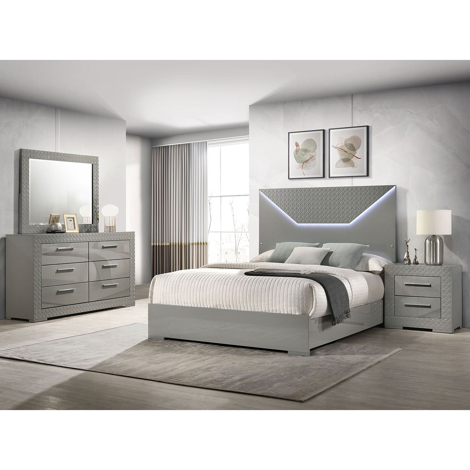 Pierce - 4 Piece Bedroom Set With LED Lighting