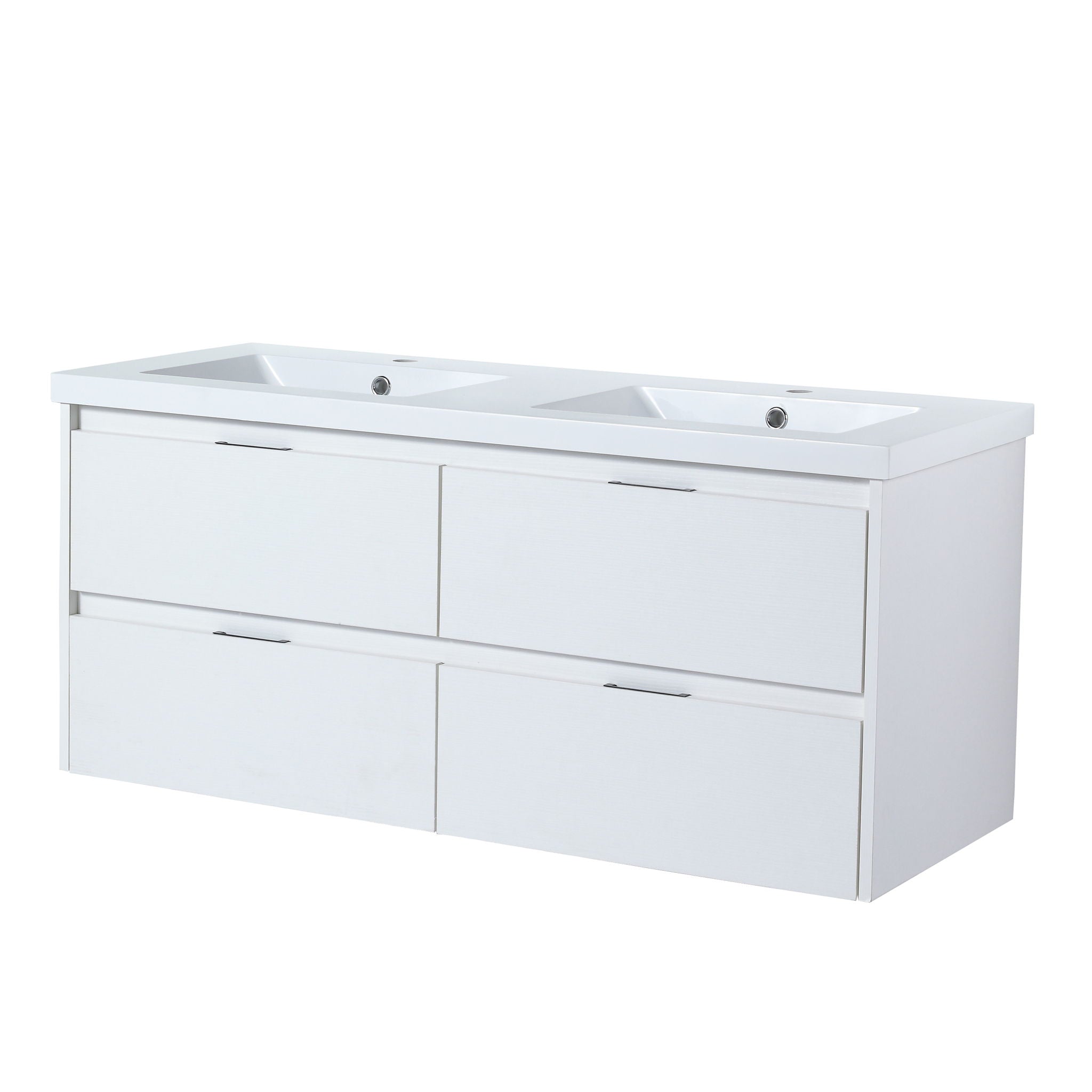 Modern Floating Bathroom Vanity With Dual Resin Sink, Soft Close Drawers