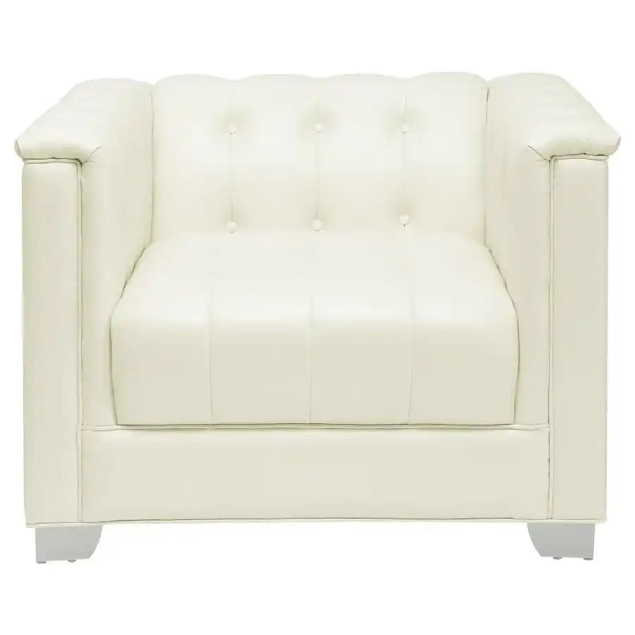 Chaviano - Upholstered Track Arm Accent Chair - Pearl White