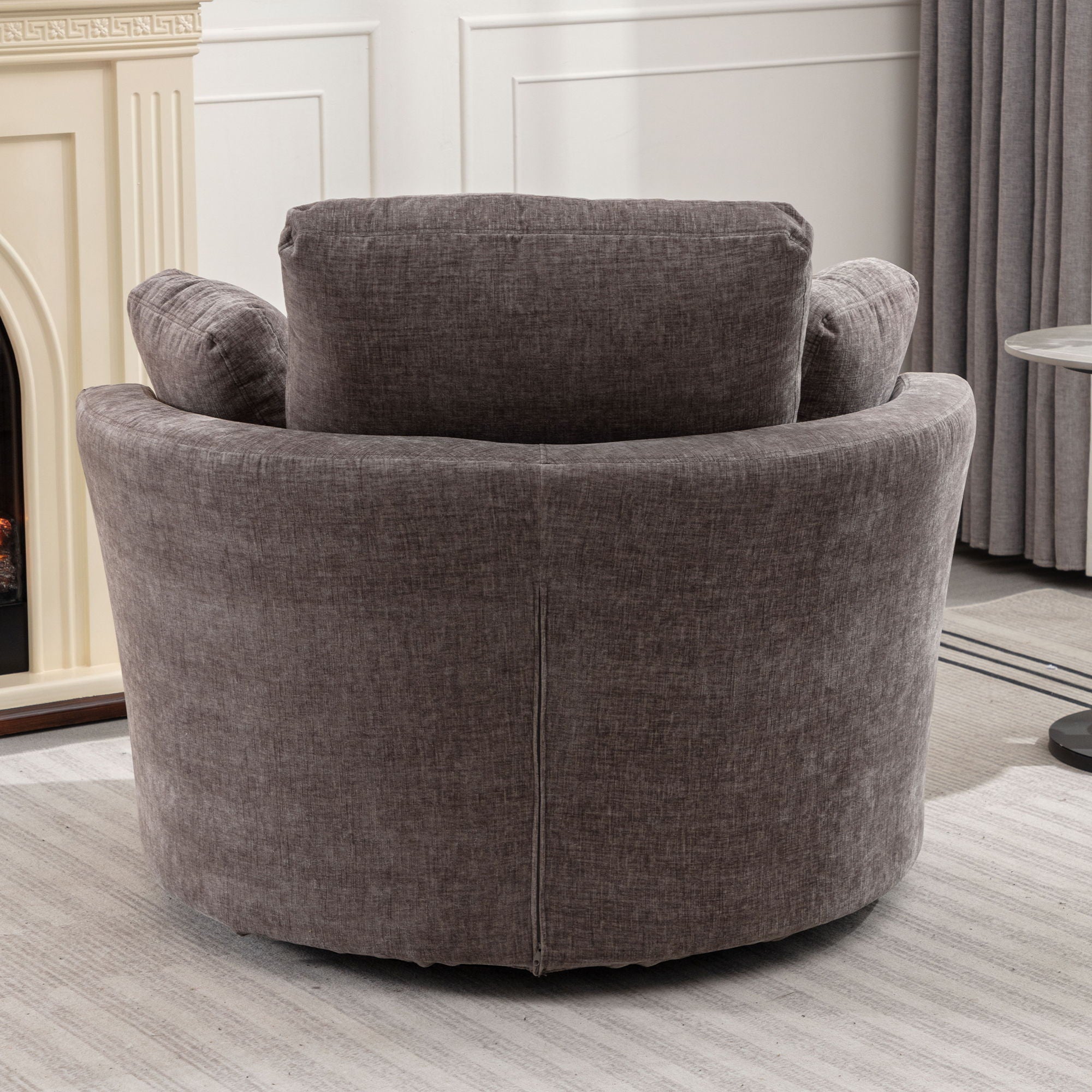 Oversize Round Swivel Chair Cozy Club 360 Degrees Swivel Sofa With 3 Pillows Chenille Fabric For Living Room