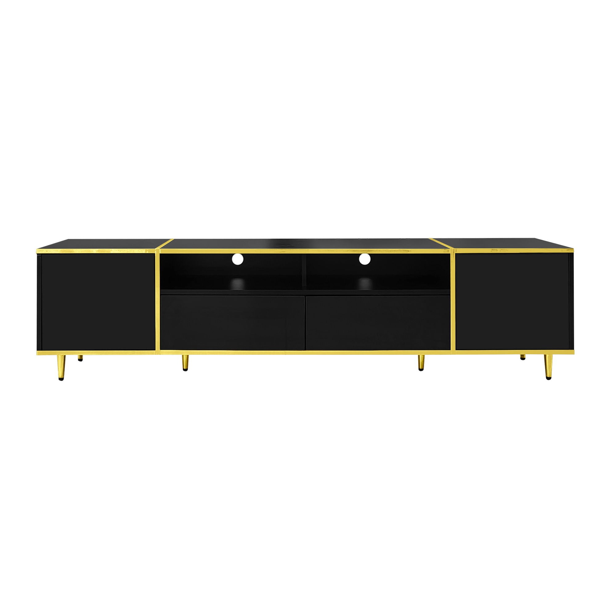 TV Stand For TVs Up To 80", Entertainment Center With 2 Shelves And LED Lights