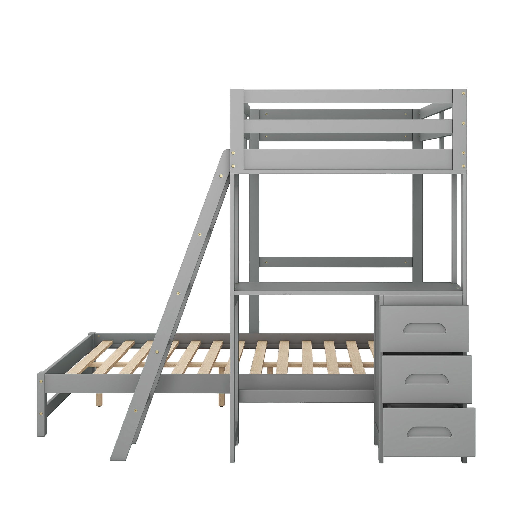 Bunk Bed With Built In Desk And 3 Drawers