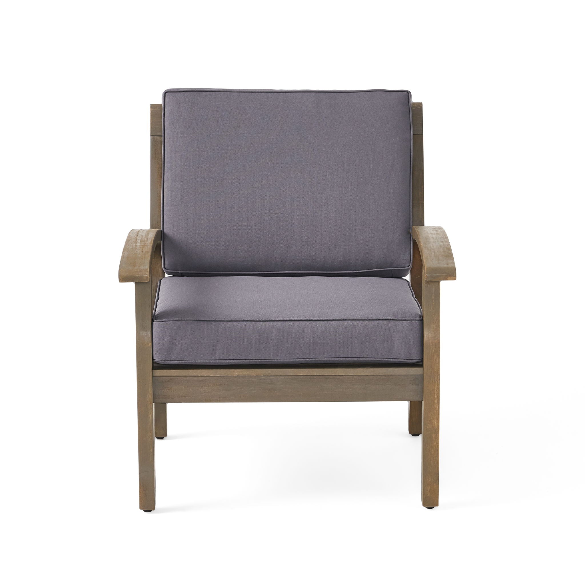 Peyton Club Chair Outdoor Seating Dark Gray Acacia Wood 32.25 X 28.00 X 31.25"