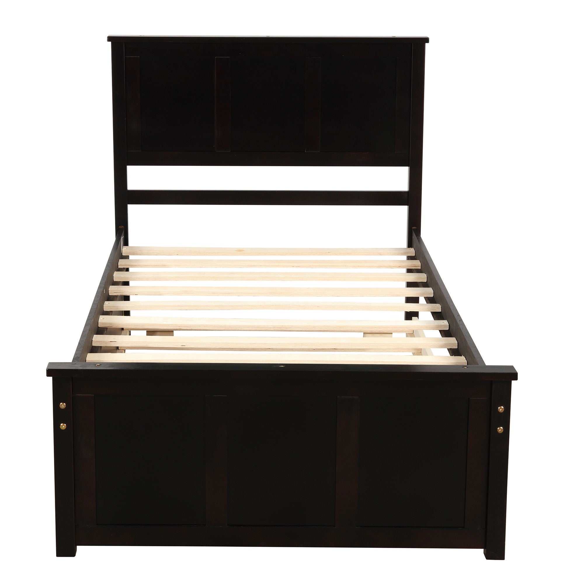 Platform Bed With Twin Trundle, Twin Size - Espresso