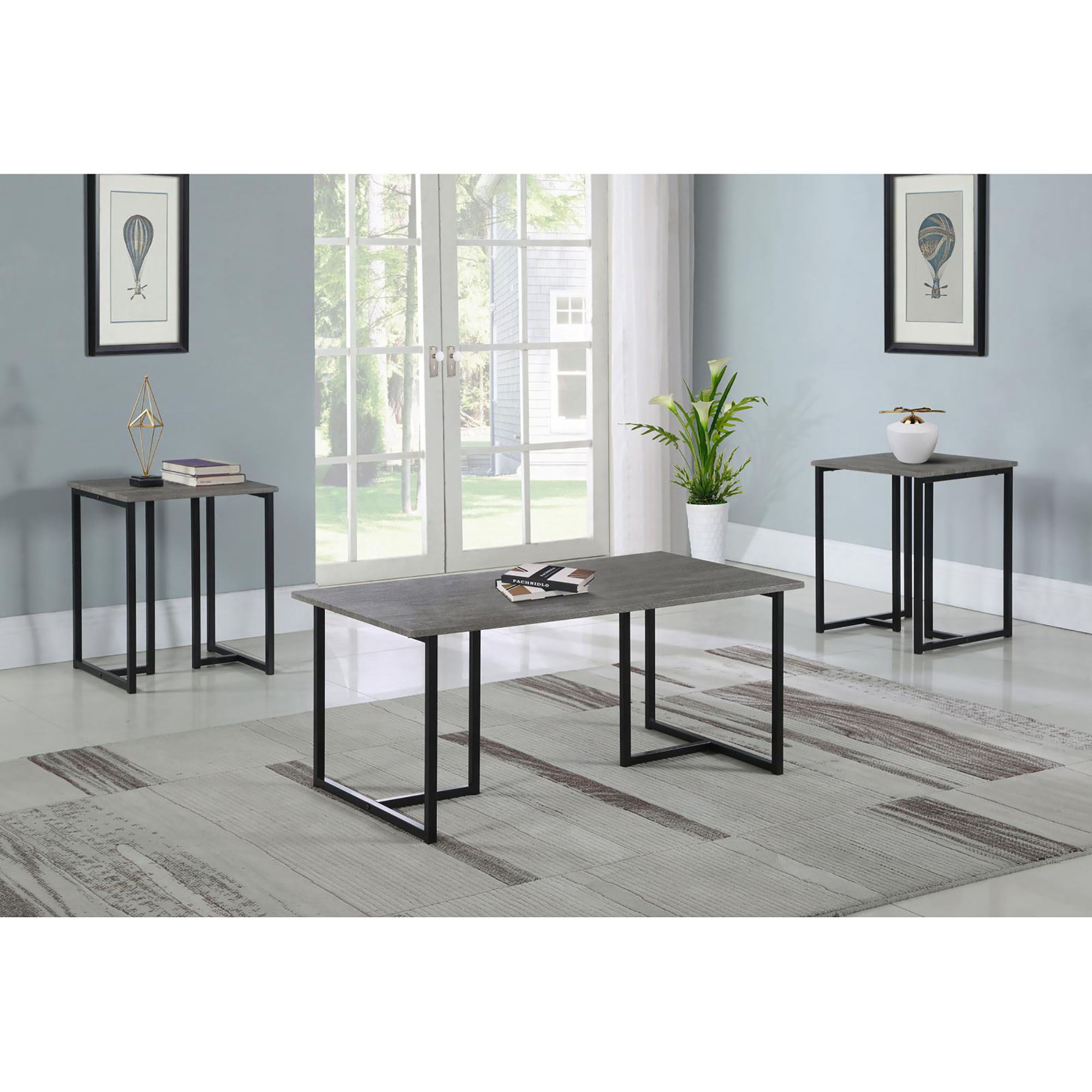 3 Piece Occasional Set With Smooth Top - Gray